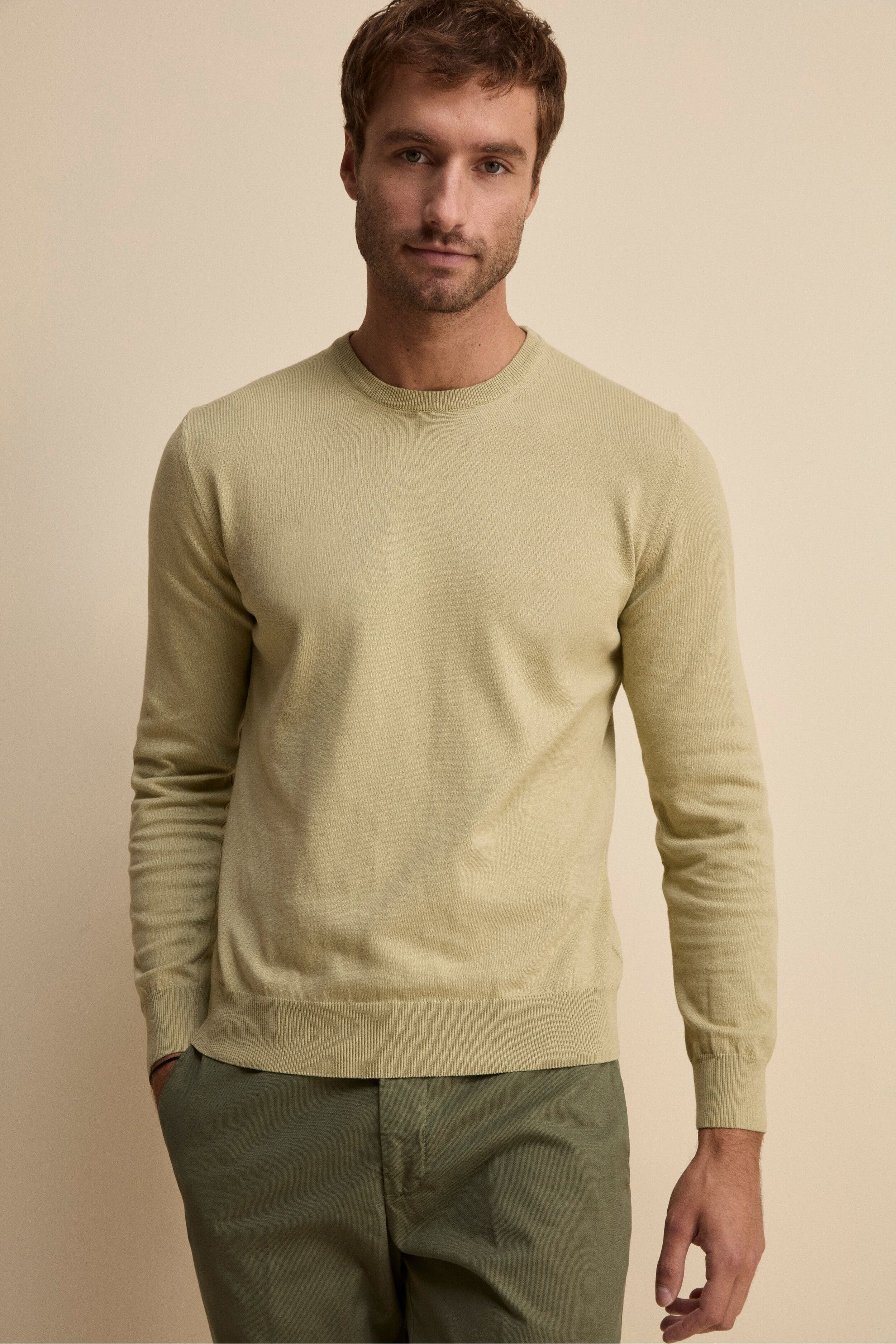 Maglia girocollo in cotone - SALVIA