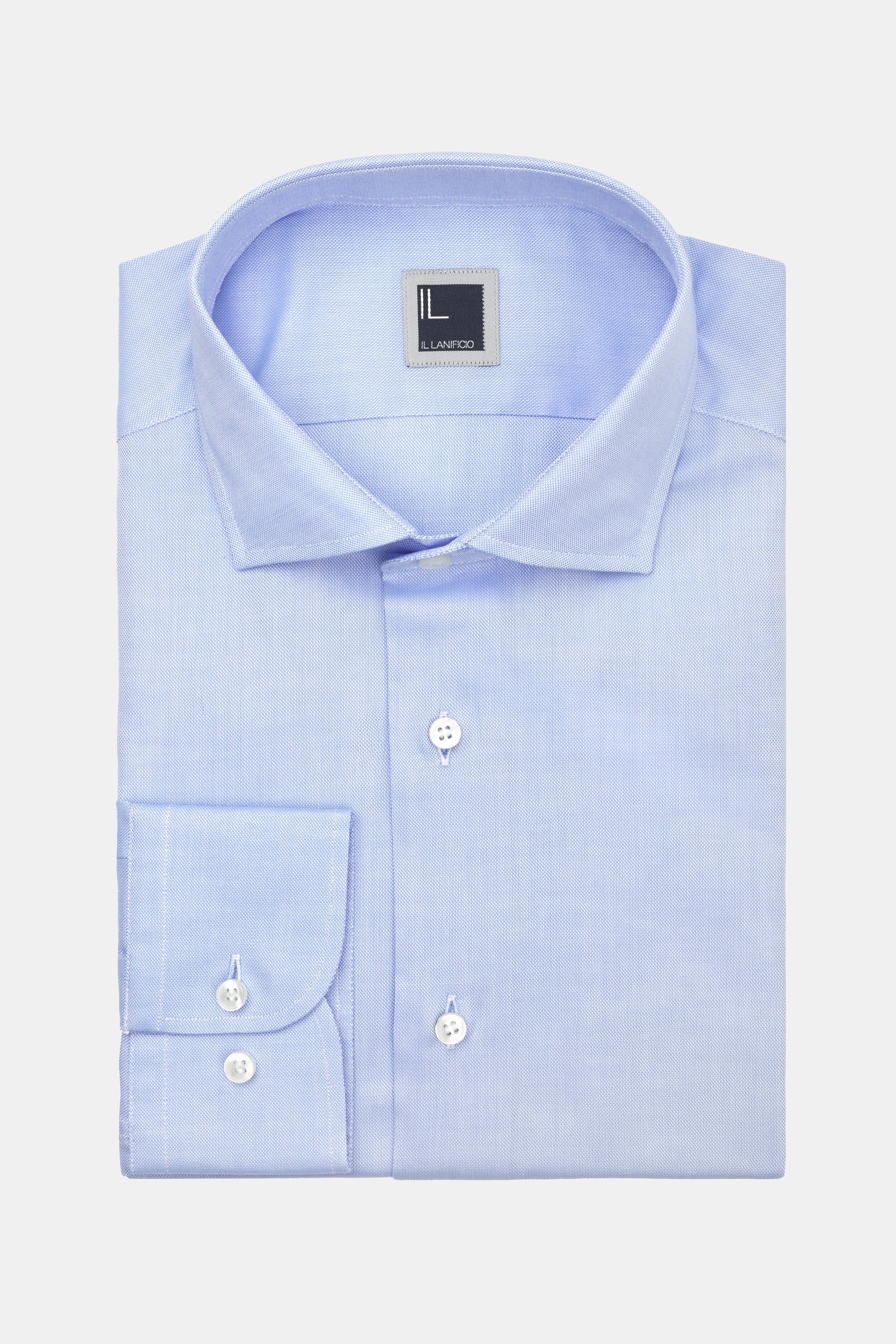 Camicia slim collo francese - AZZURRO