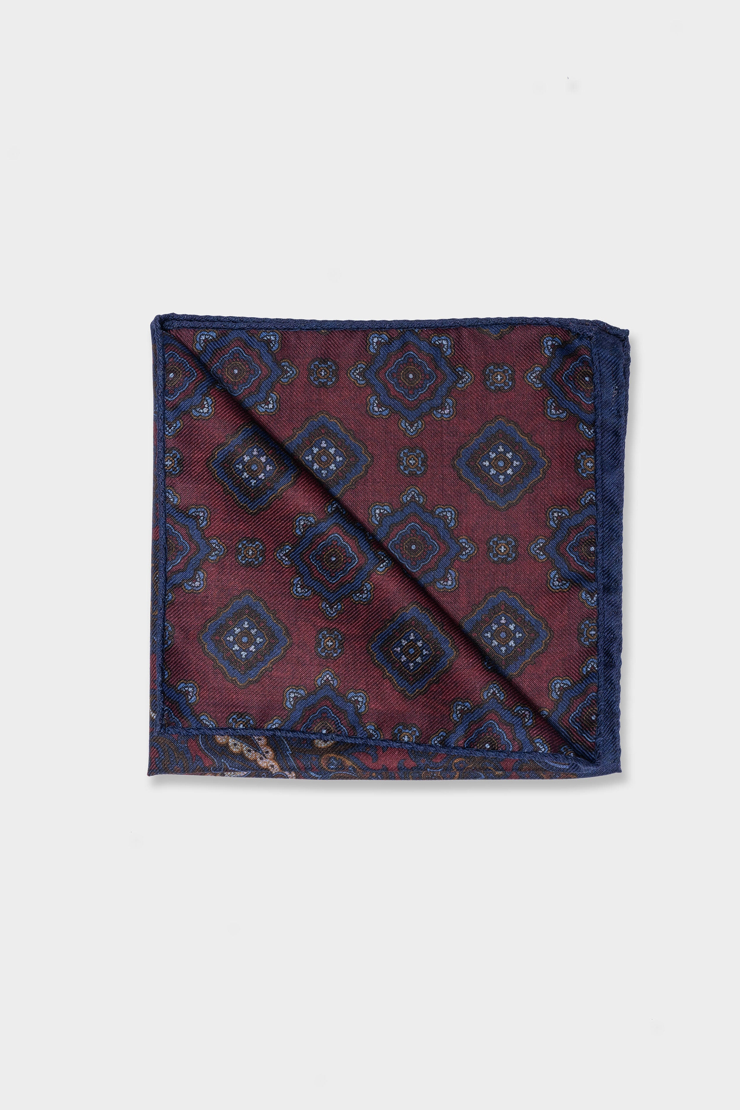 Pochette fantasia lana e seta - BLU/ARANCIO