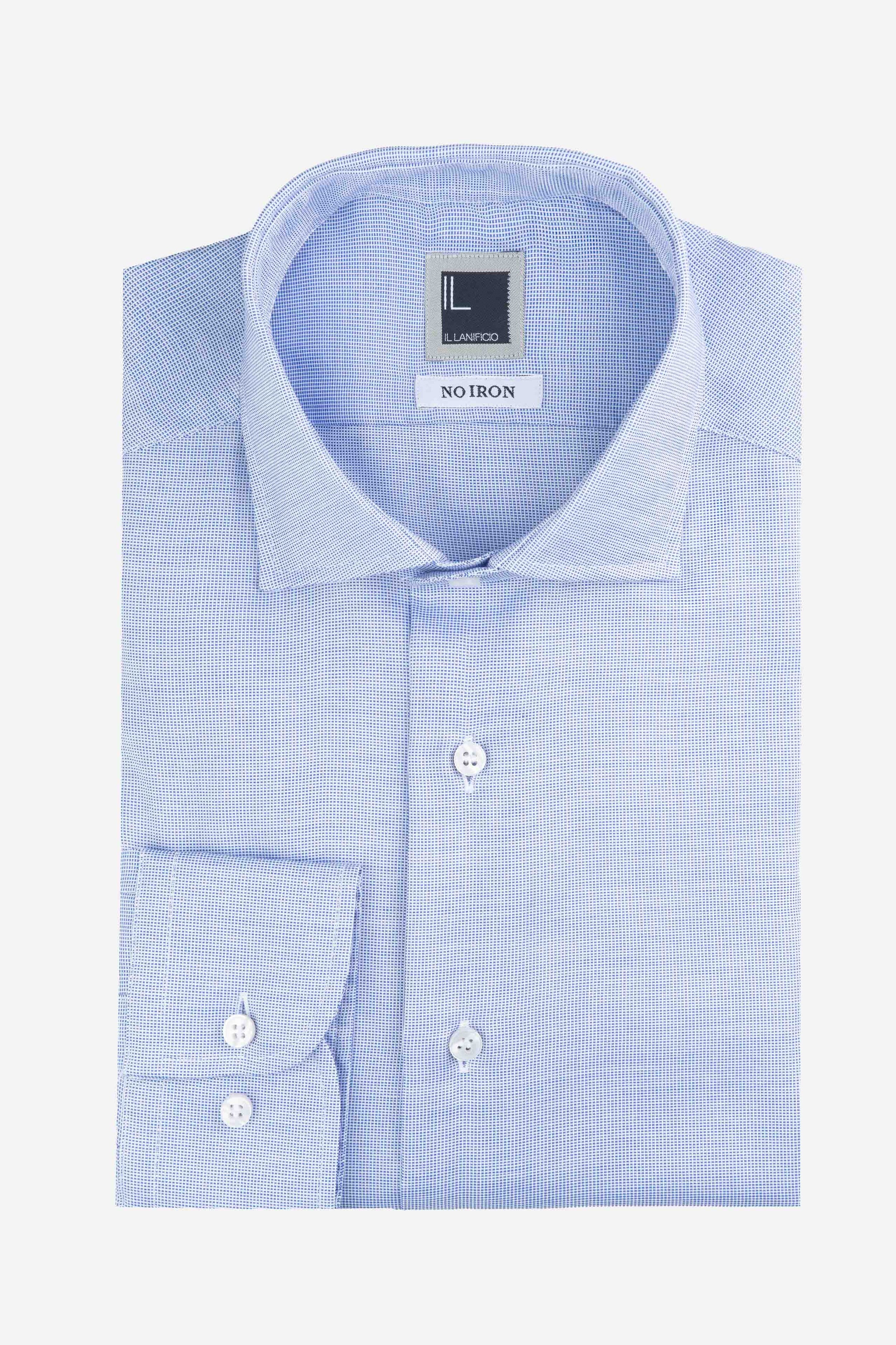 Camicia slim microfantasia non iron - FANT. BLU
