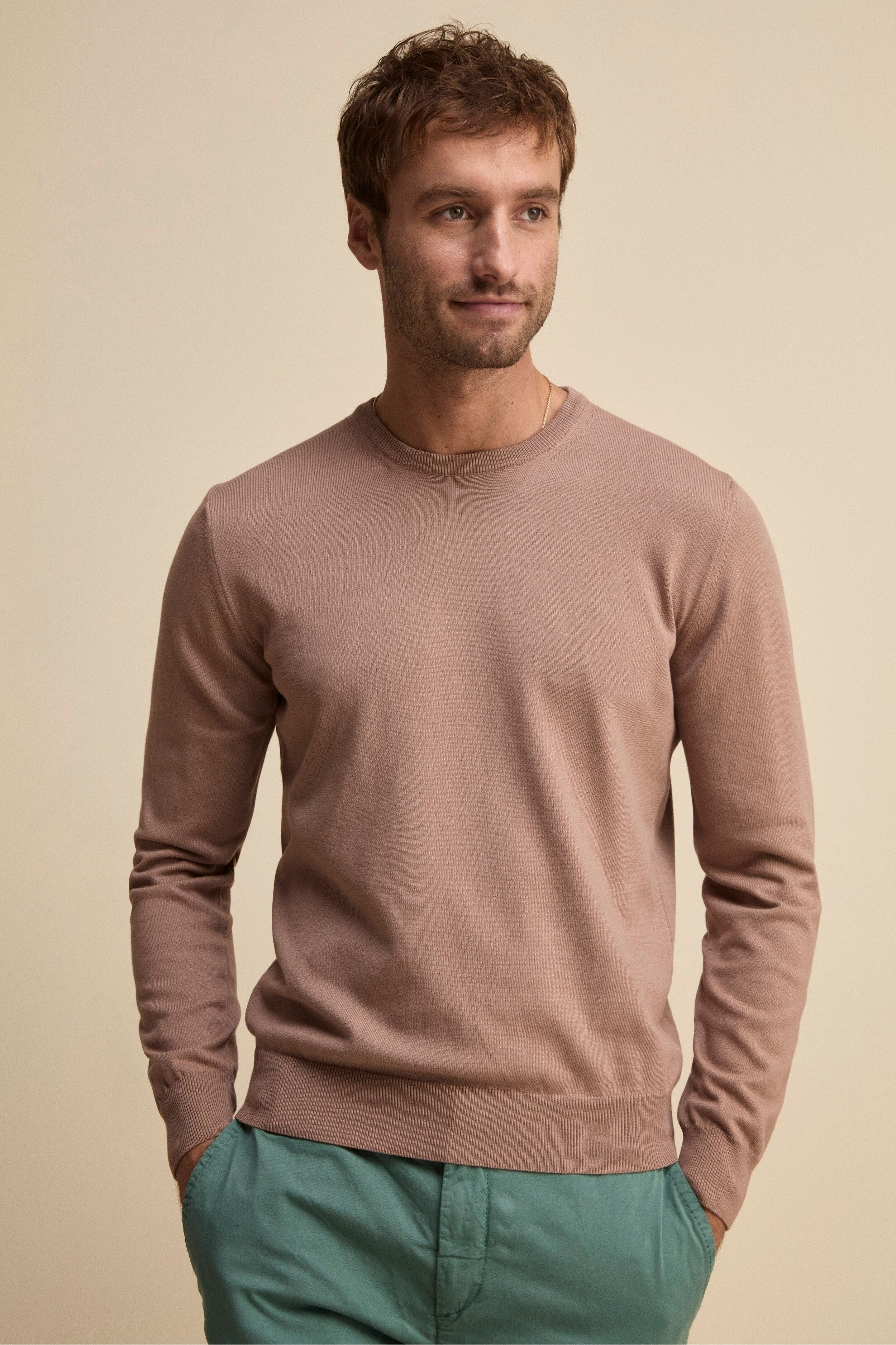 Maglia girocollo in cotone - CAPPUCCINO