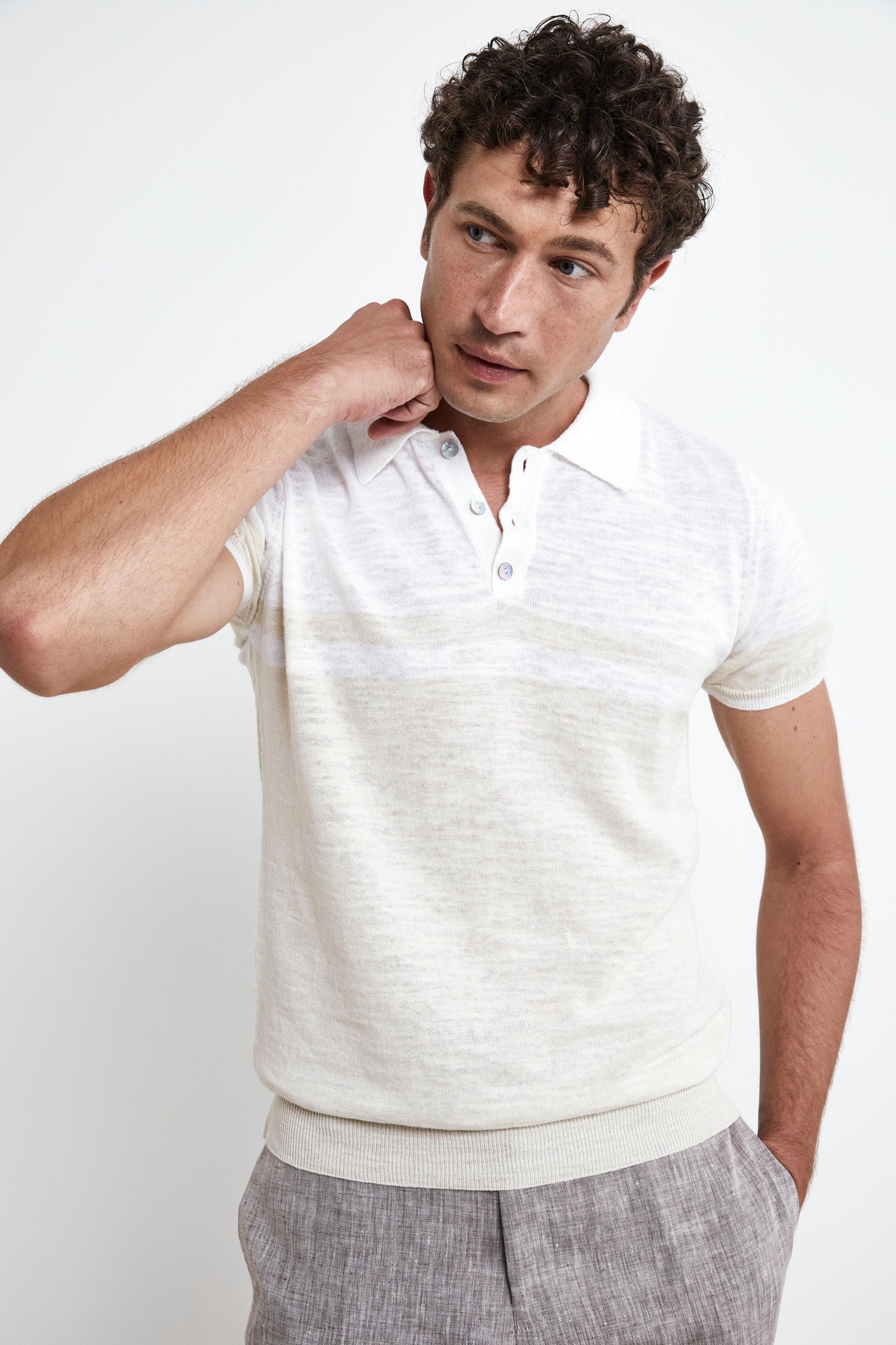 Polo Fantasia in Maglia - NATURALE/LATTE