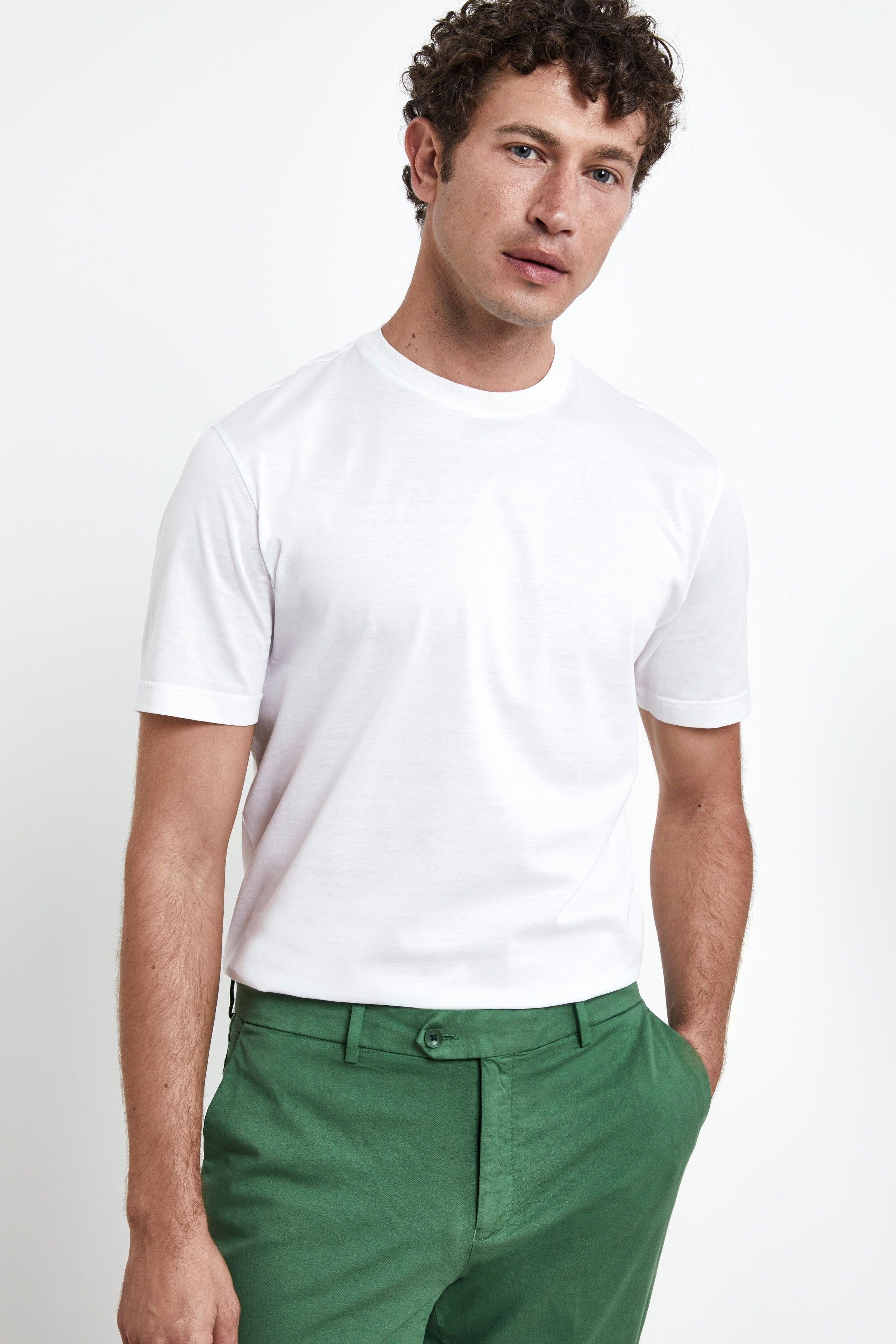 T-Shirt Slim in Filo di Scozia - BIANCO
