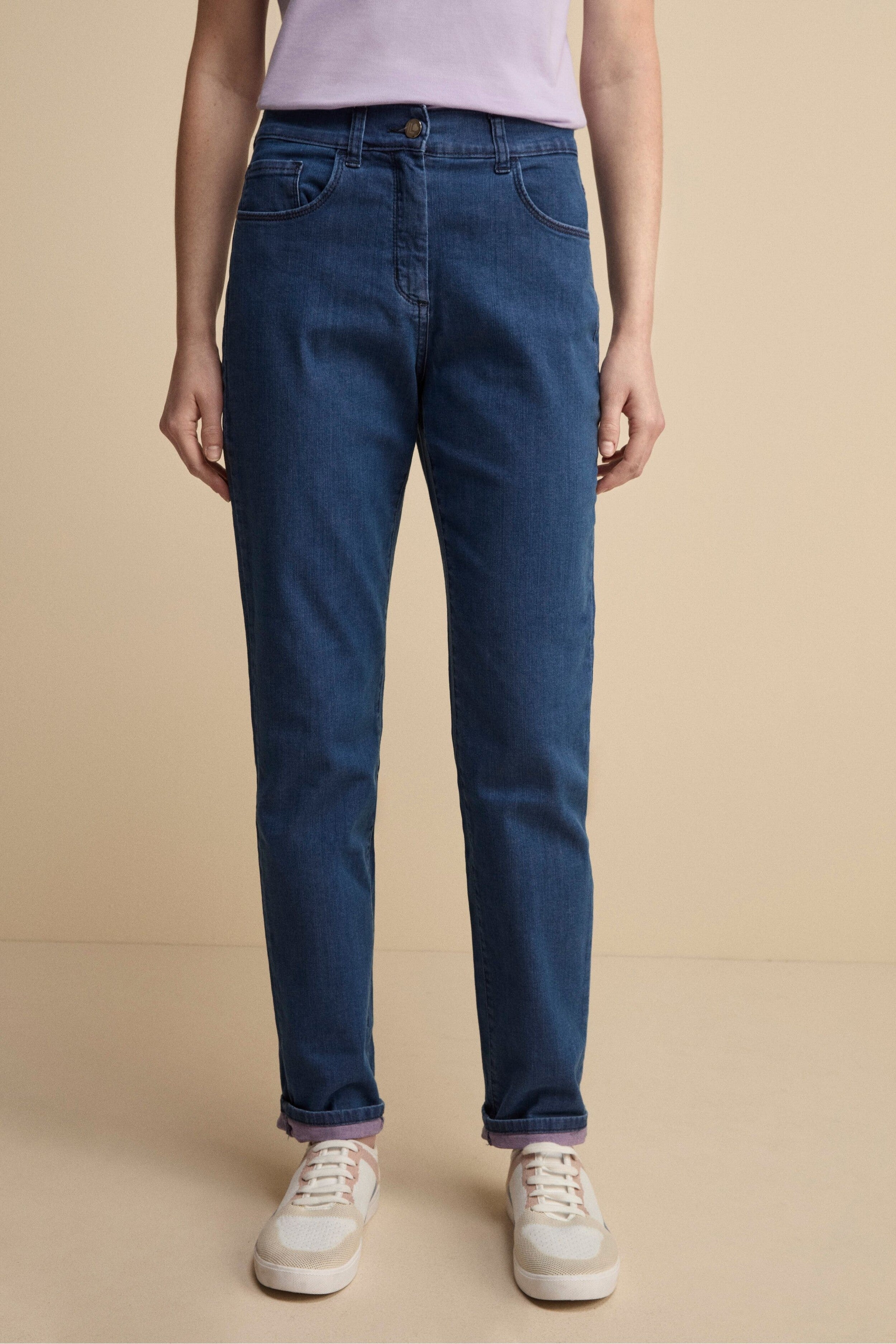 Jeans Straight Cinque Tasche in Cotone - DENIM