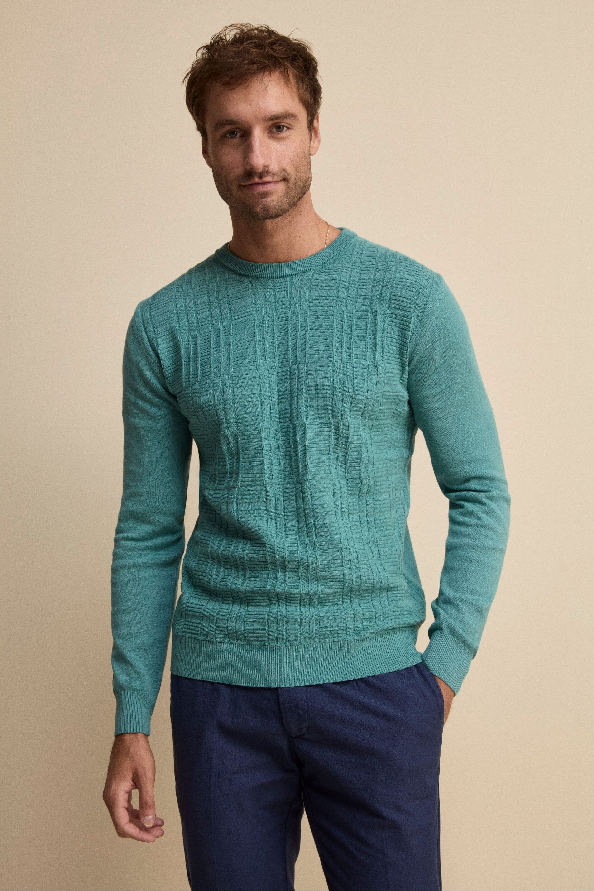 Maglia Girocollo con Crepe in cotone - PAVONE