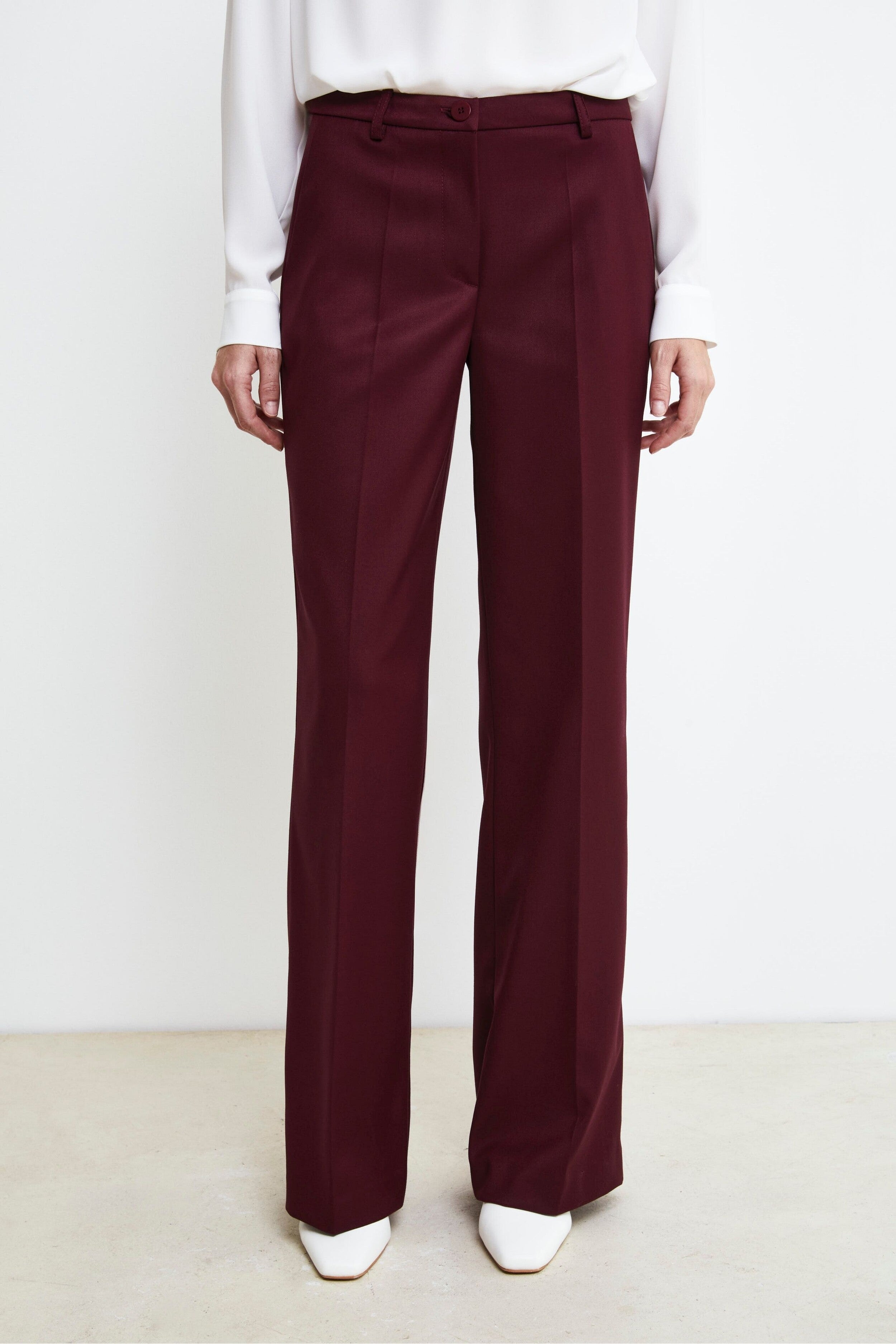 Pantaloni Morbidi Gamba Larga - BORDEAUX