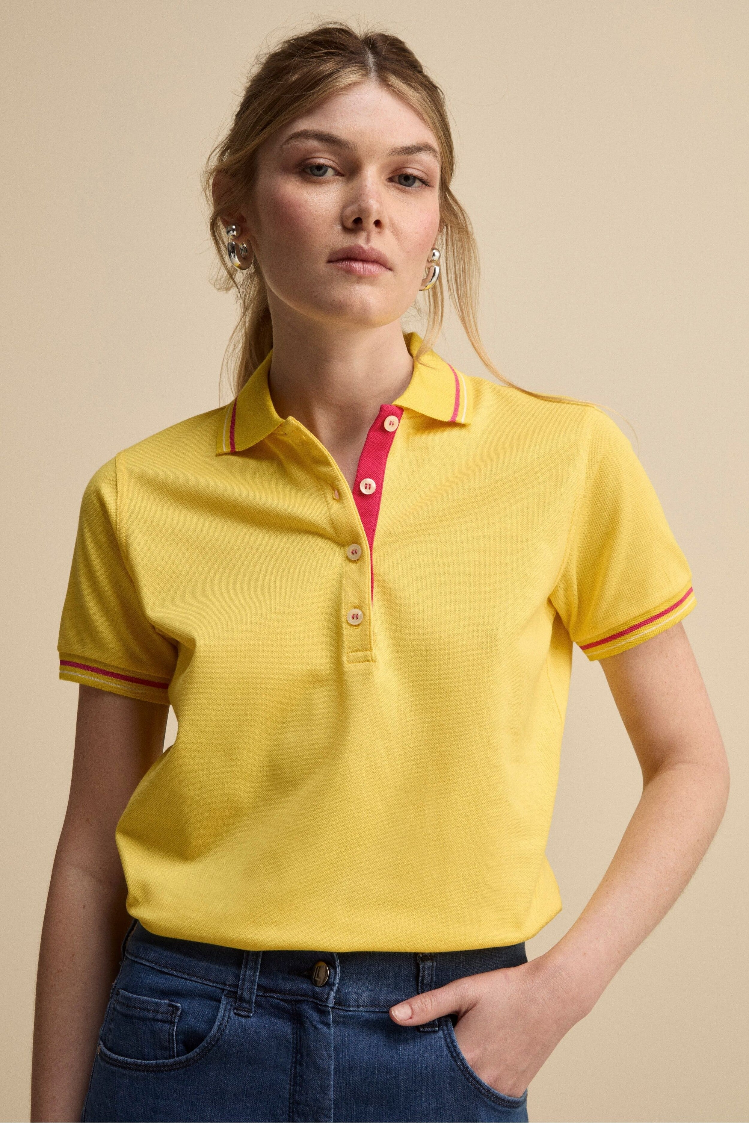 Polo Mezza Manica in Cotone Piquet - GIALLO
