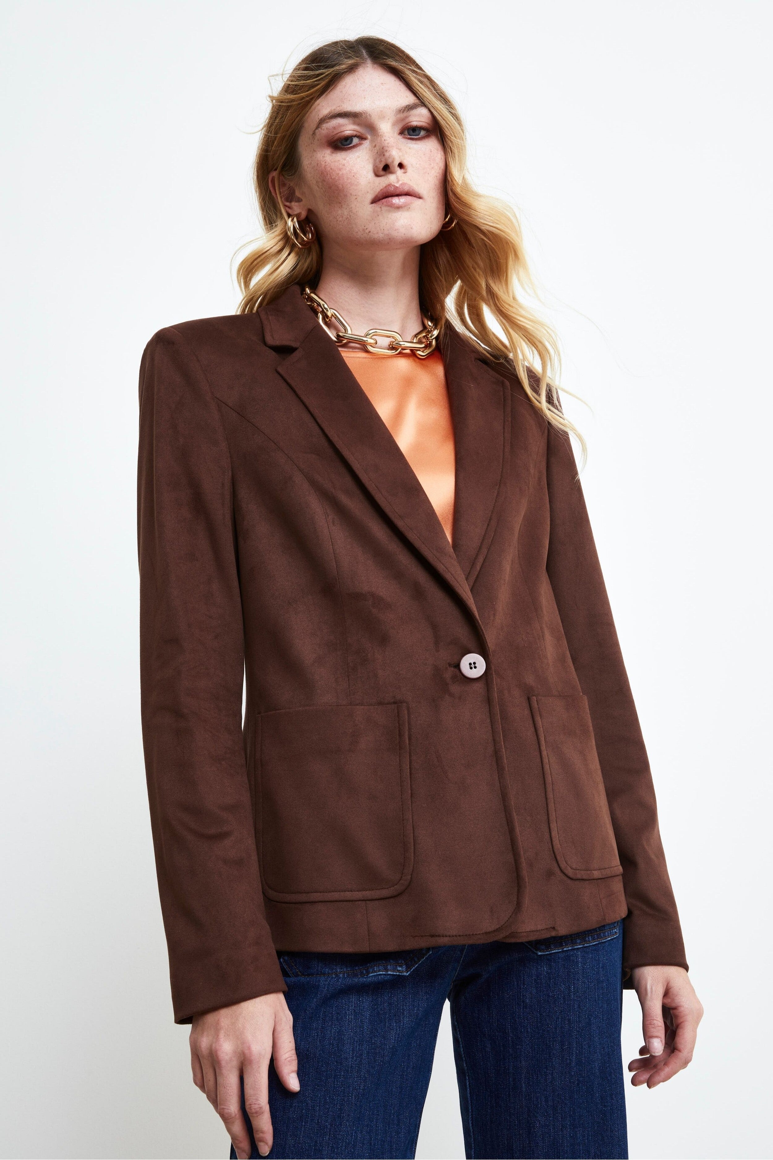 Giacca Daino Regular Fit - COGNAC