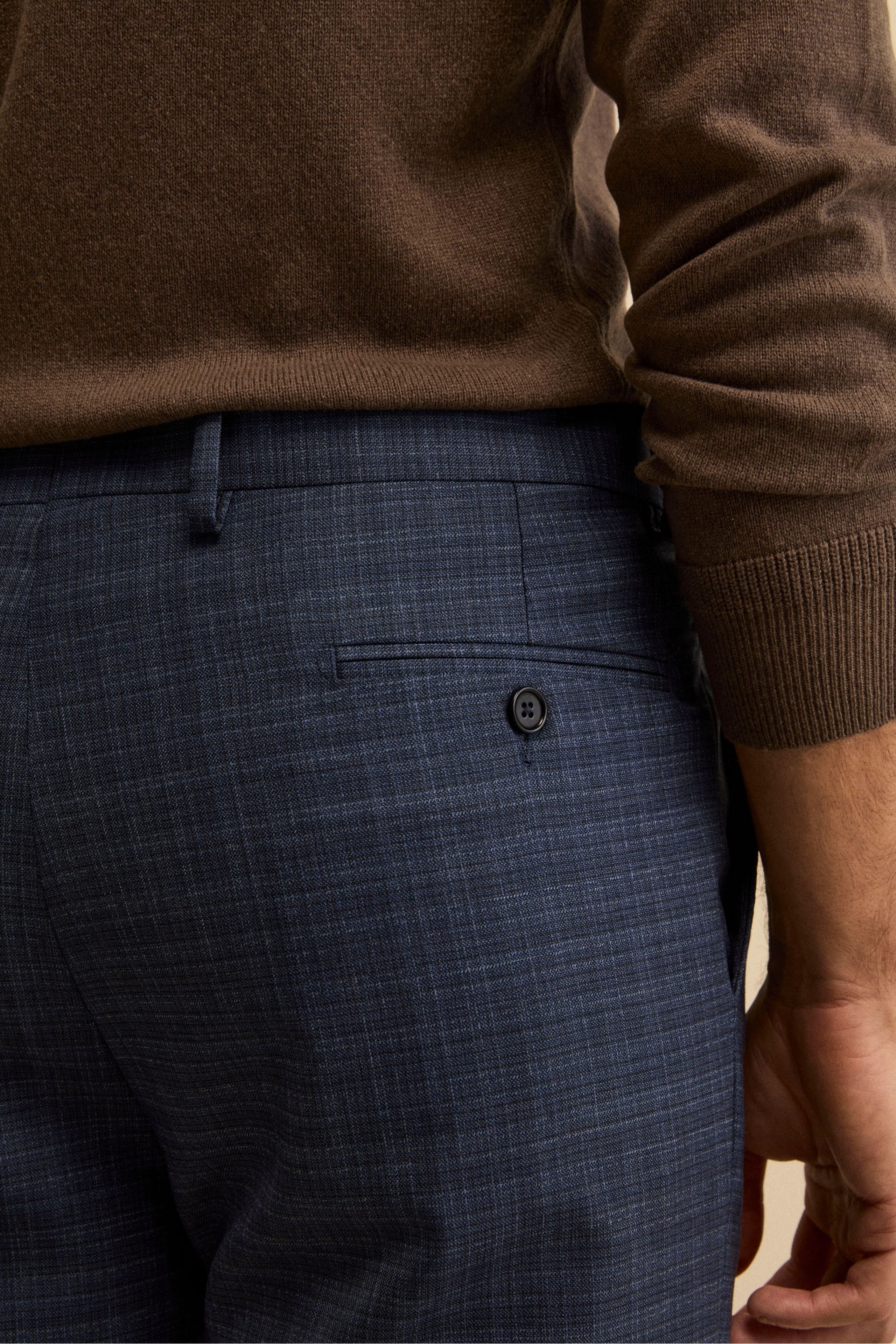 Abito Check Comfort Fit in Lana Vergine - FANT. BLU