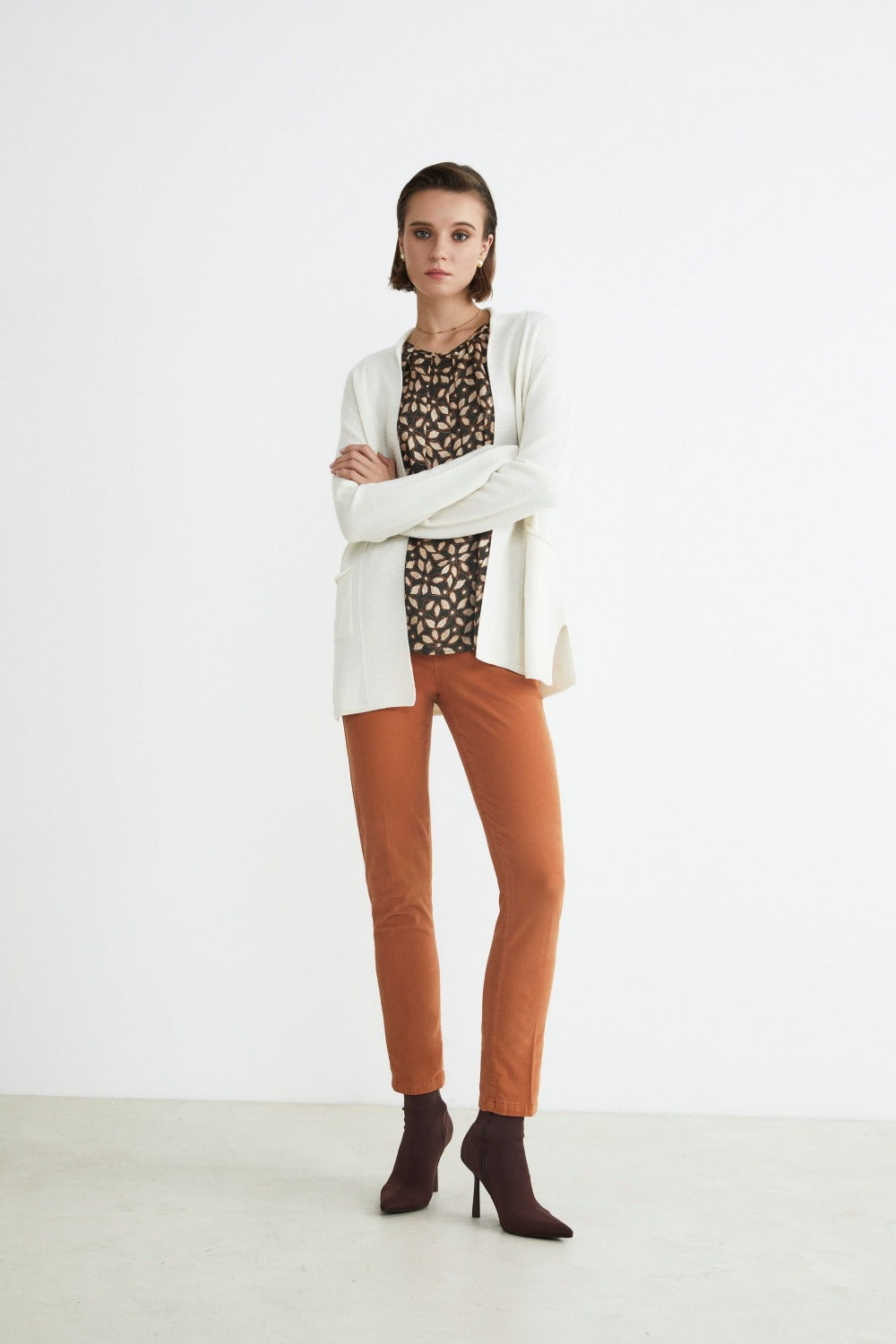 Cardigan aperto in lana - ECRU