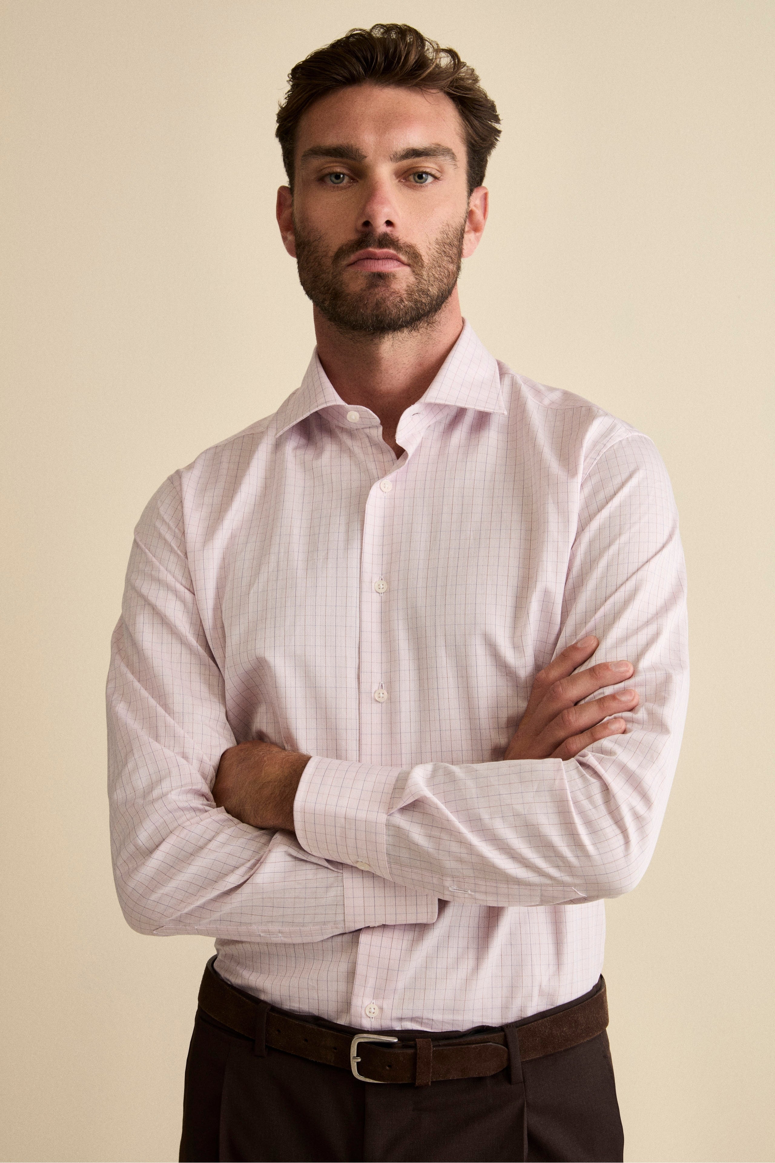 Camicia Check Custom Fit in Cotone - ROSA QUADRI