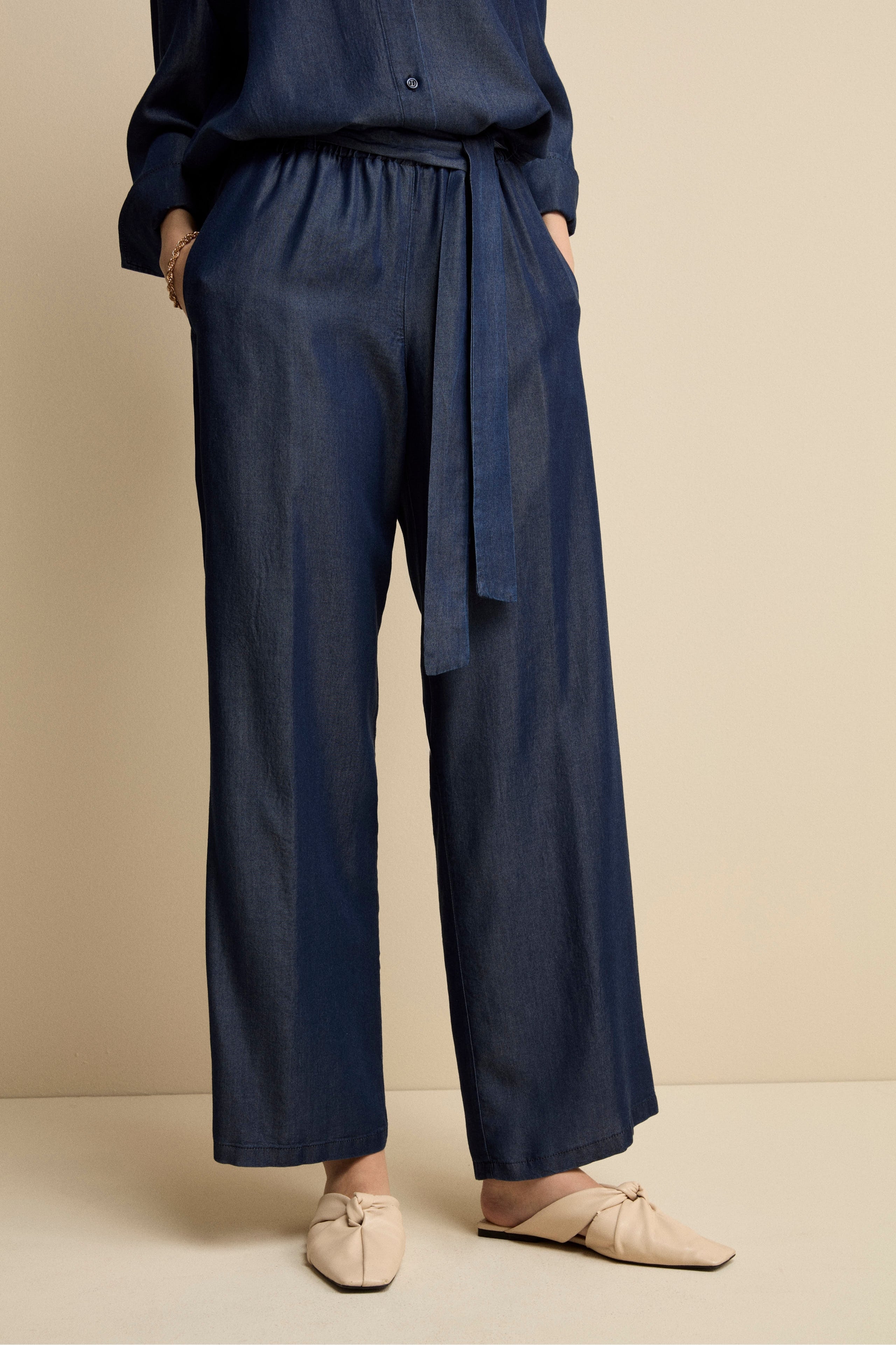 Pantalone Denim Over con Fusciacca - BLU