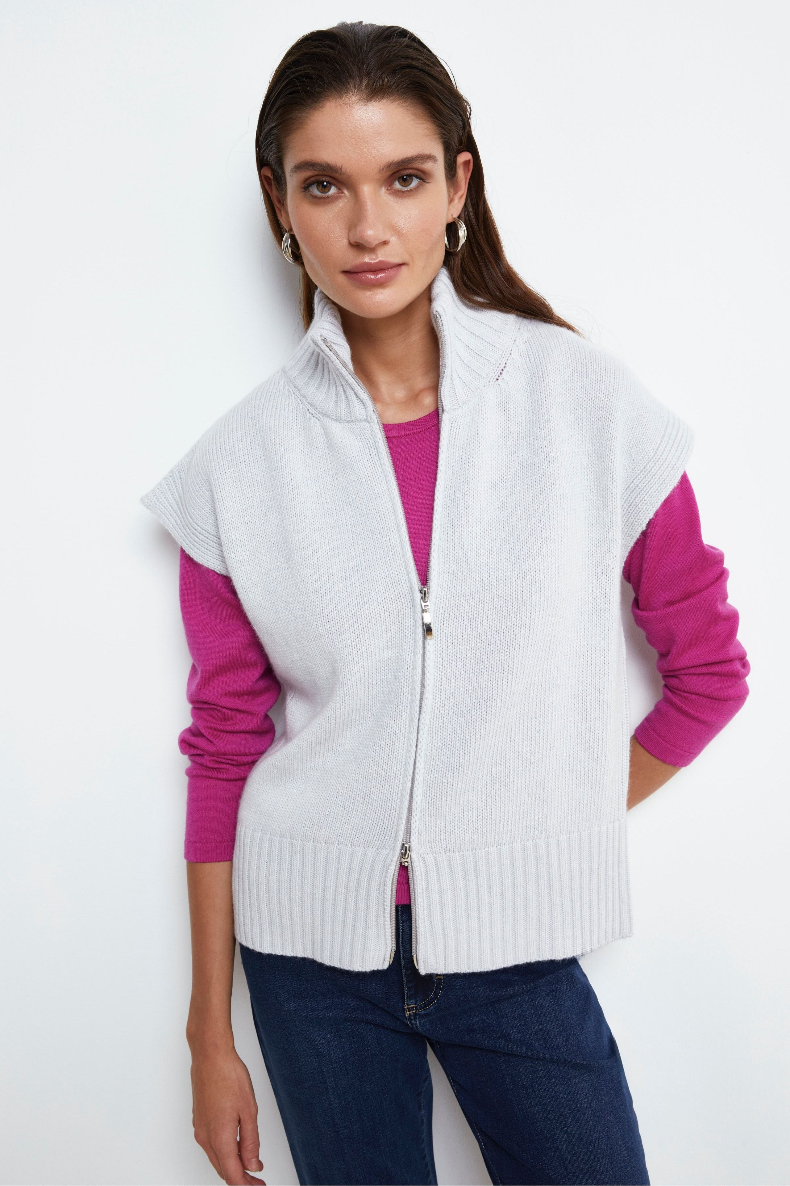 Gilet con Zip in Misto Cashmere - PERLA