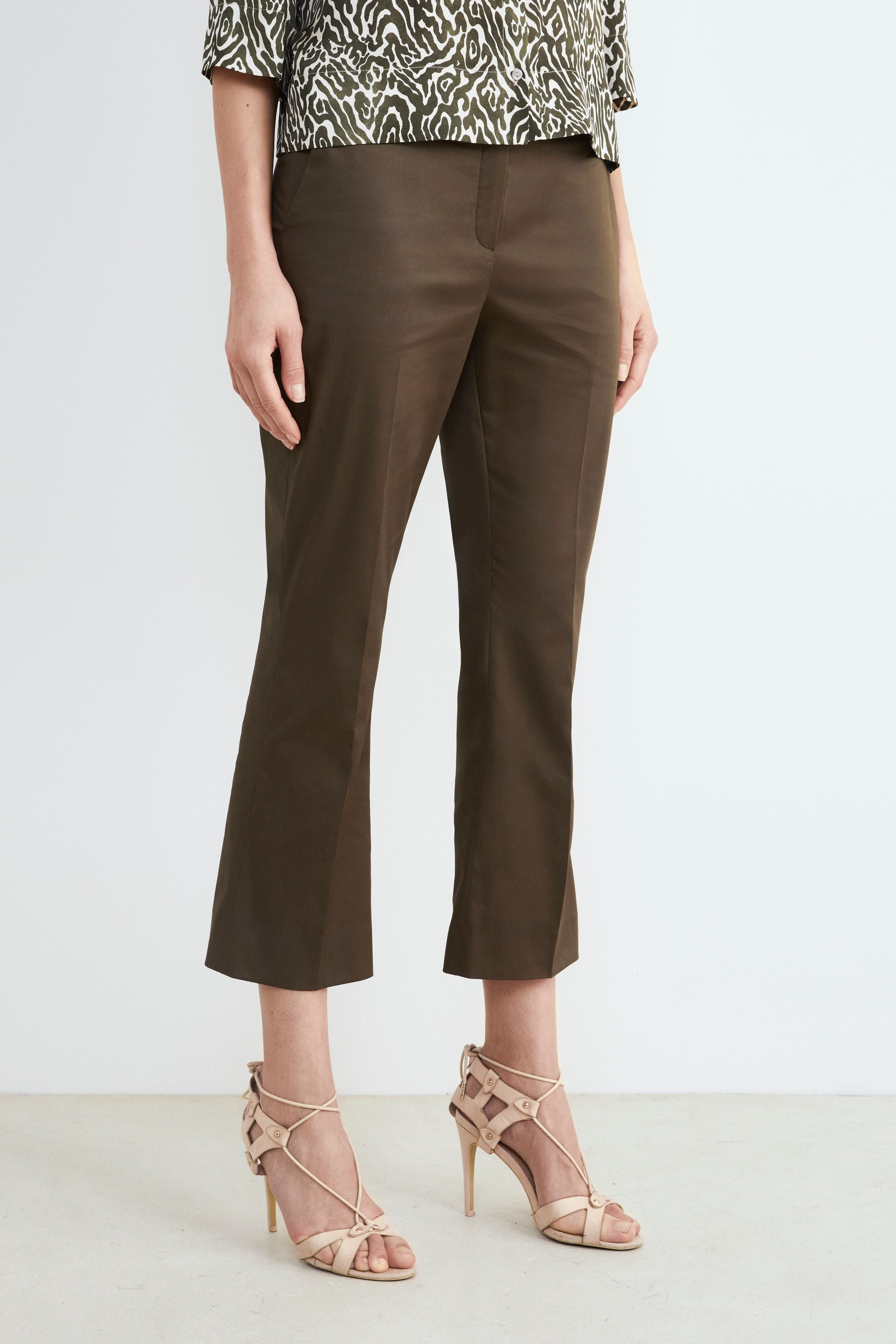 Pantalone in cotone mid-flare - KAKI