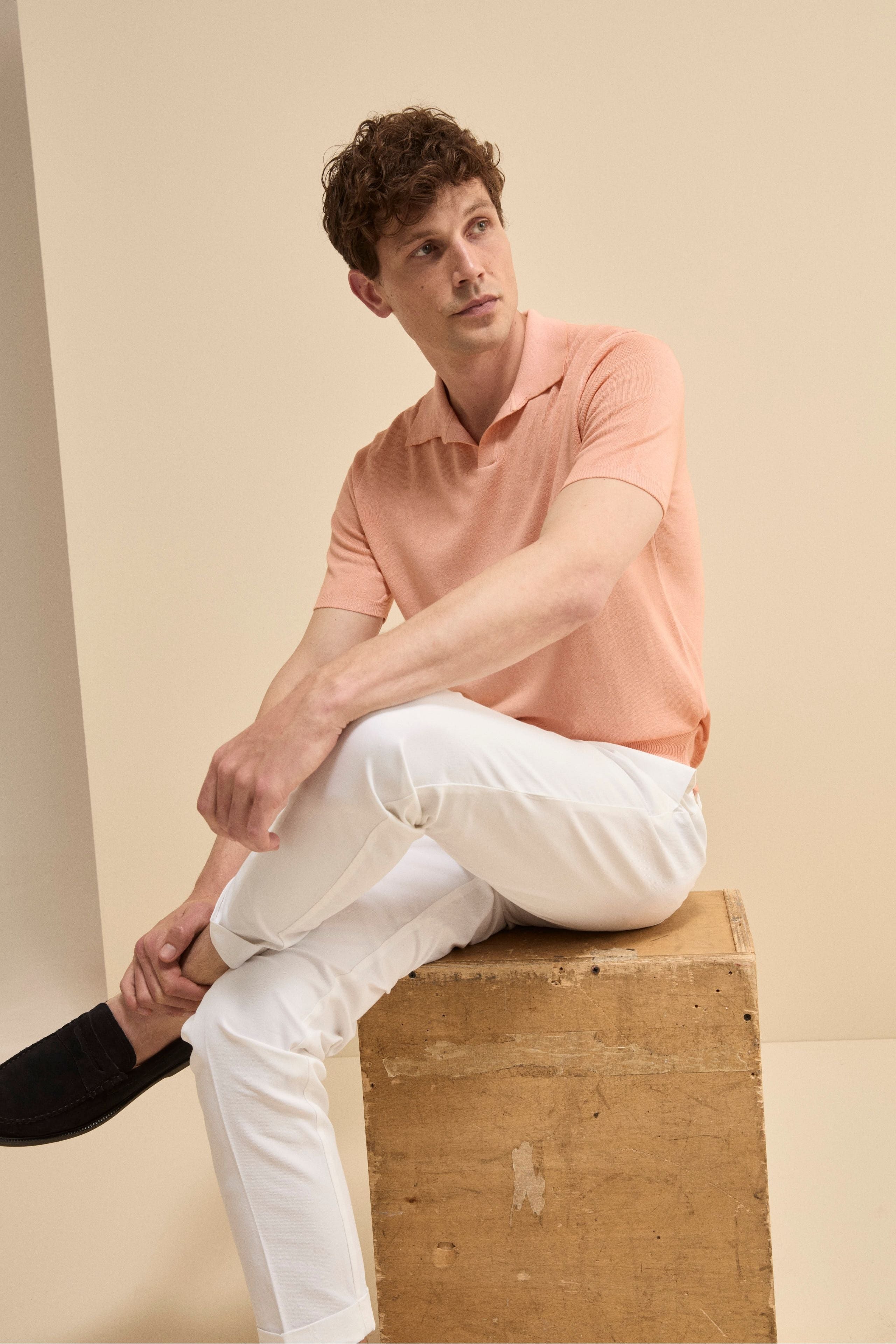 Polo Mezza Manica in Cotone Crêpe - ROSA ANTICO