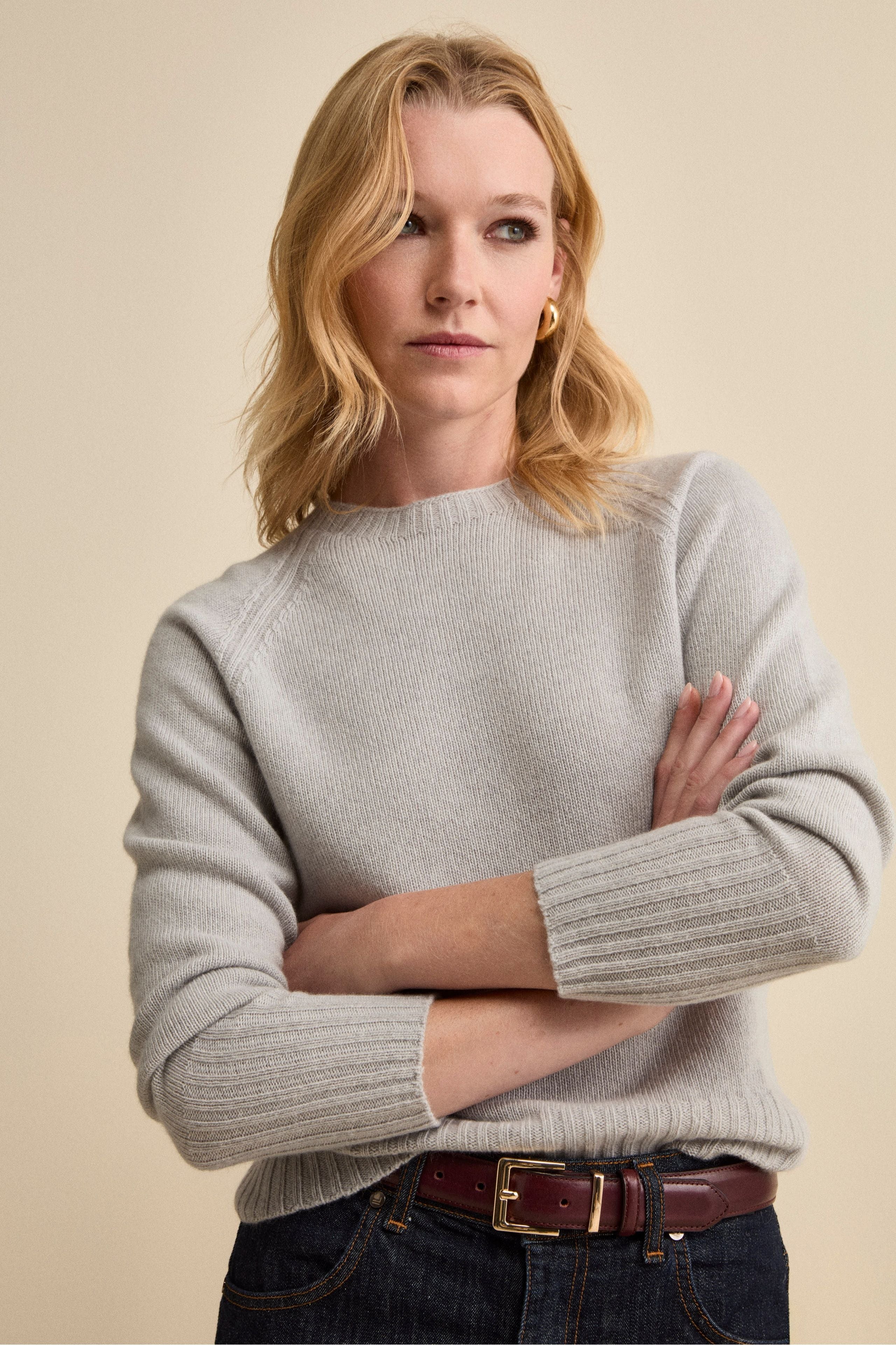 Girocollo Raglan in Lana e Cashmere - GRIGIO