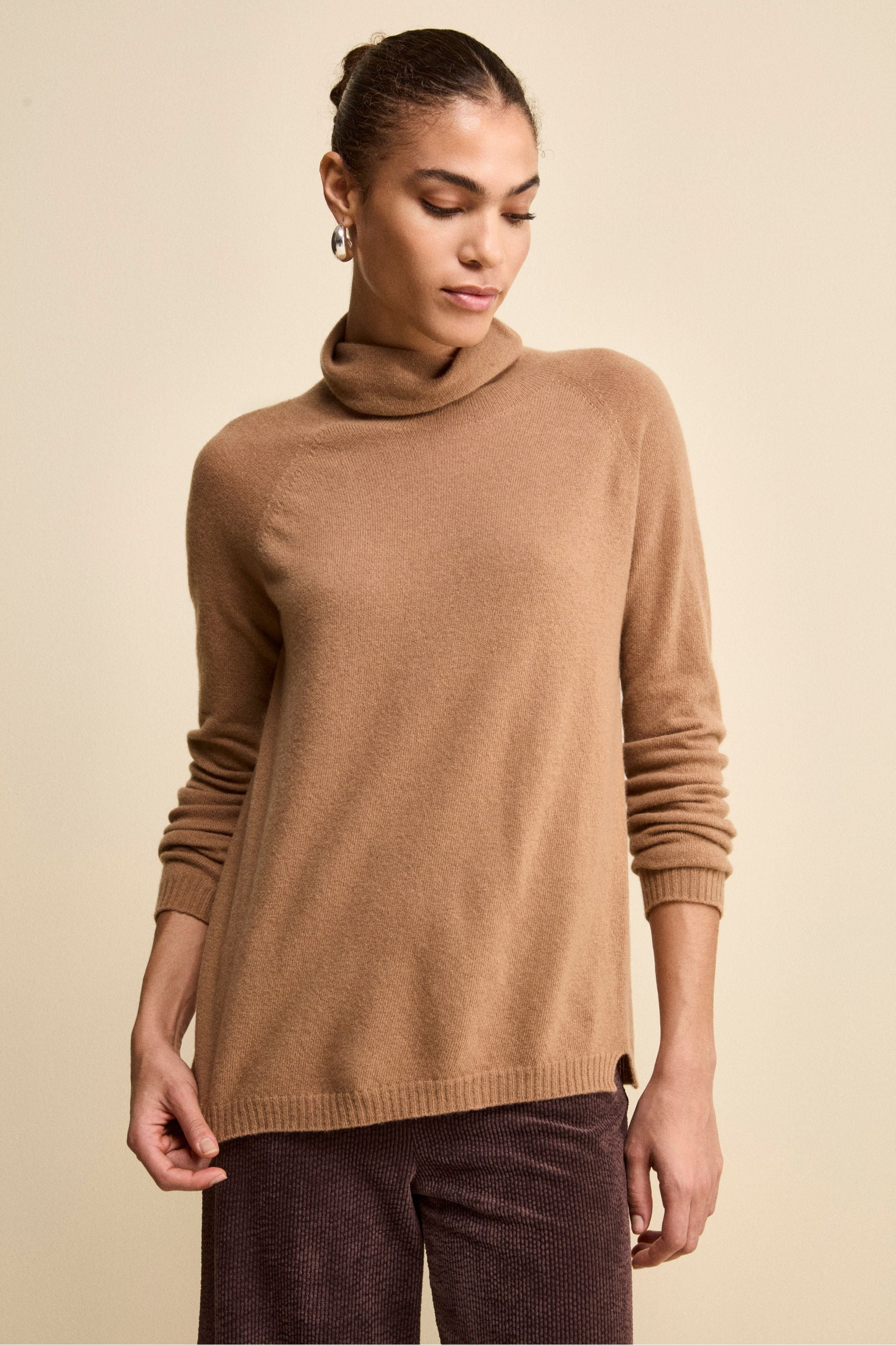 Maglia Collo Morbido lana cashmere - CAMMELLO