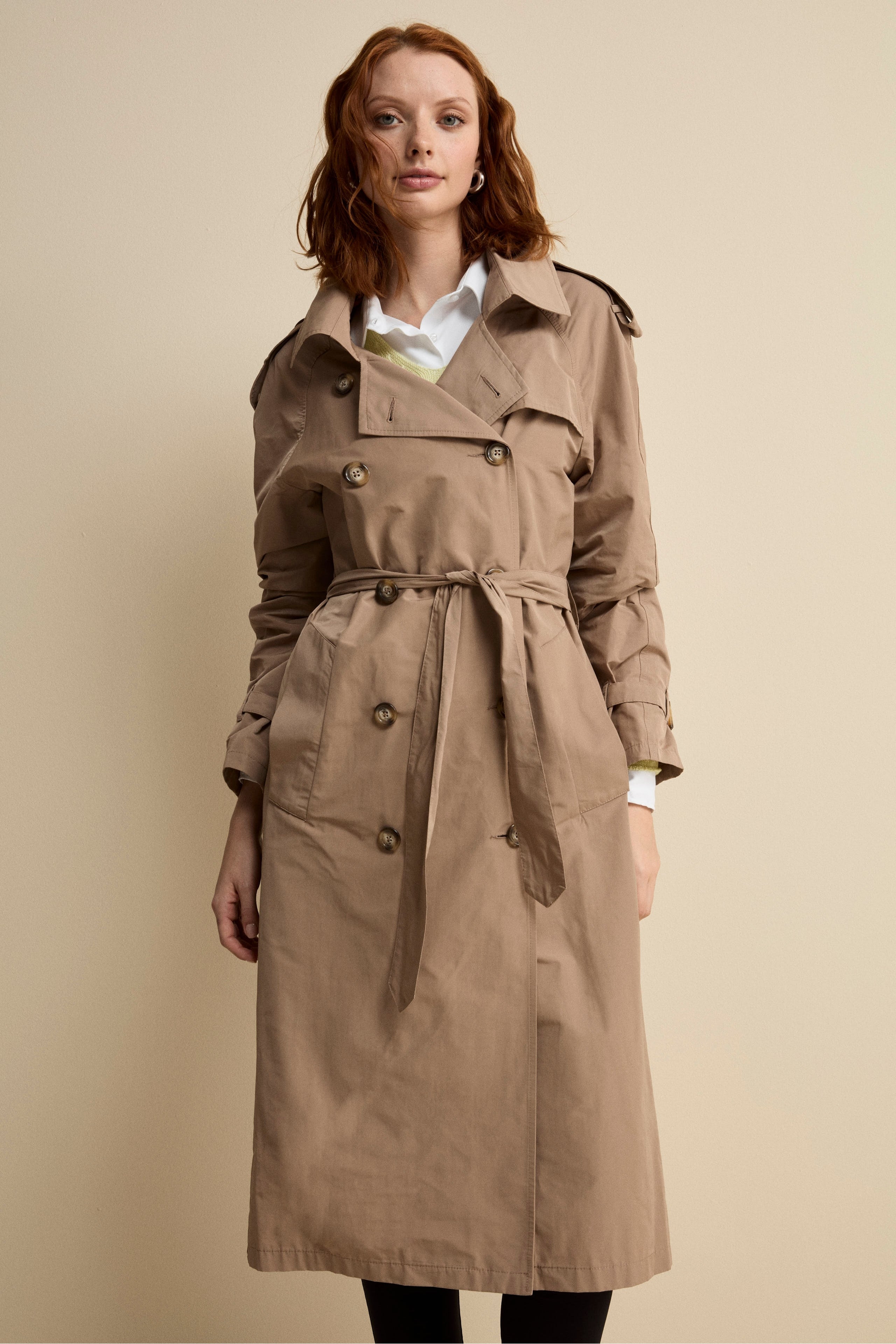 Trench Lungo Doppiopetto con Cintura - CAMMELLO