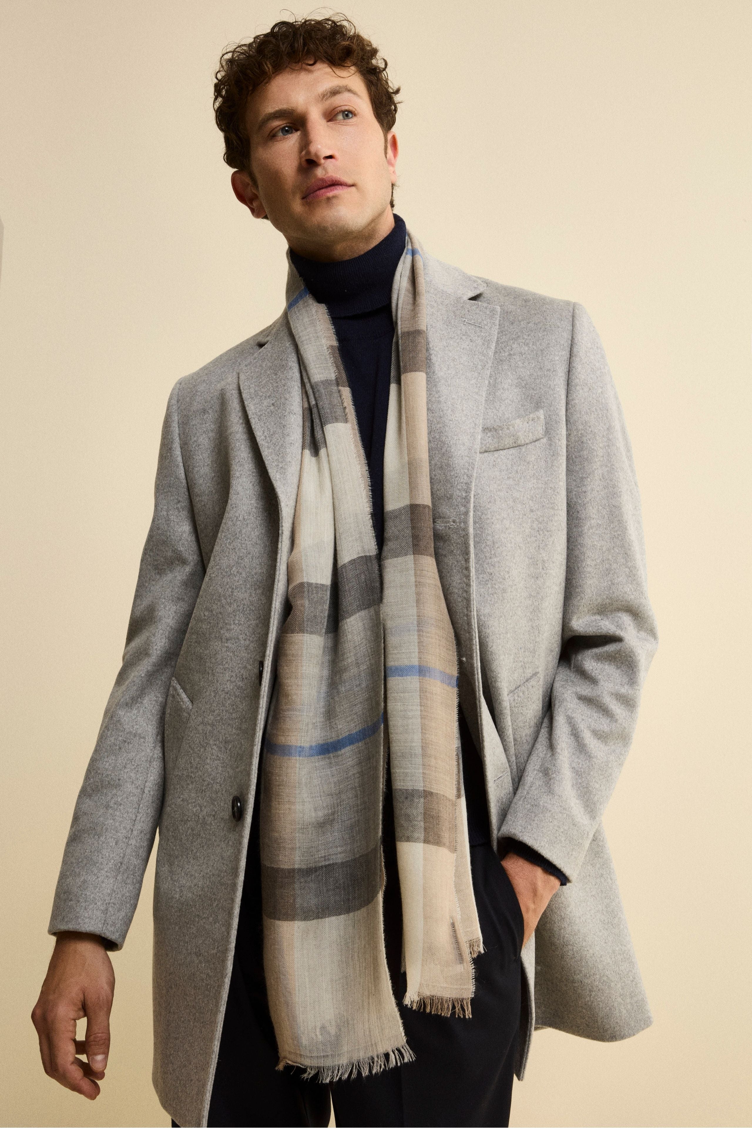 Stola Check in Cashmere - GRIGIO QUADRI