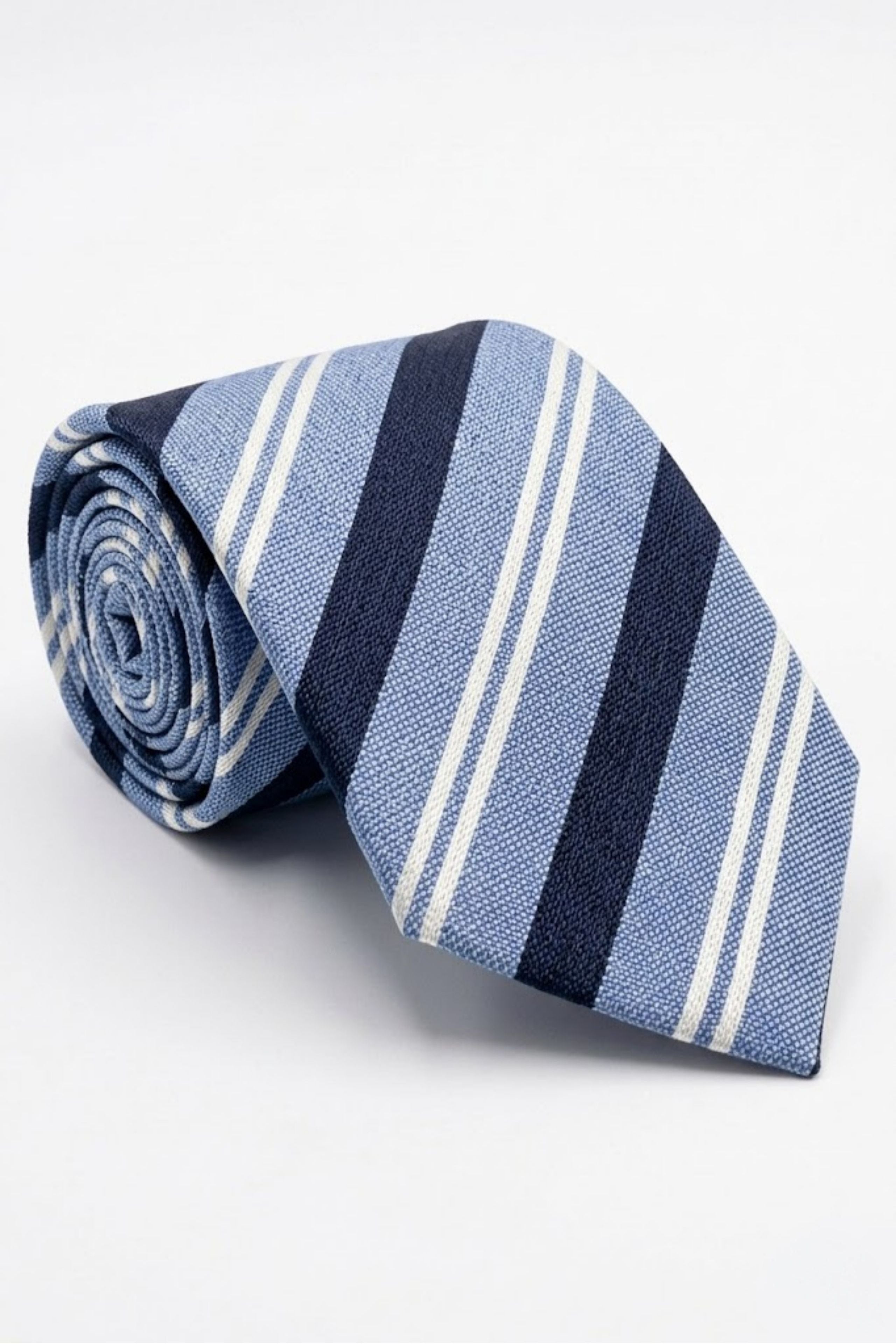 Cravatta in Seta a Righe - RIGATO BLU/AZZURRO