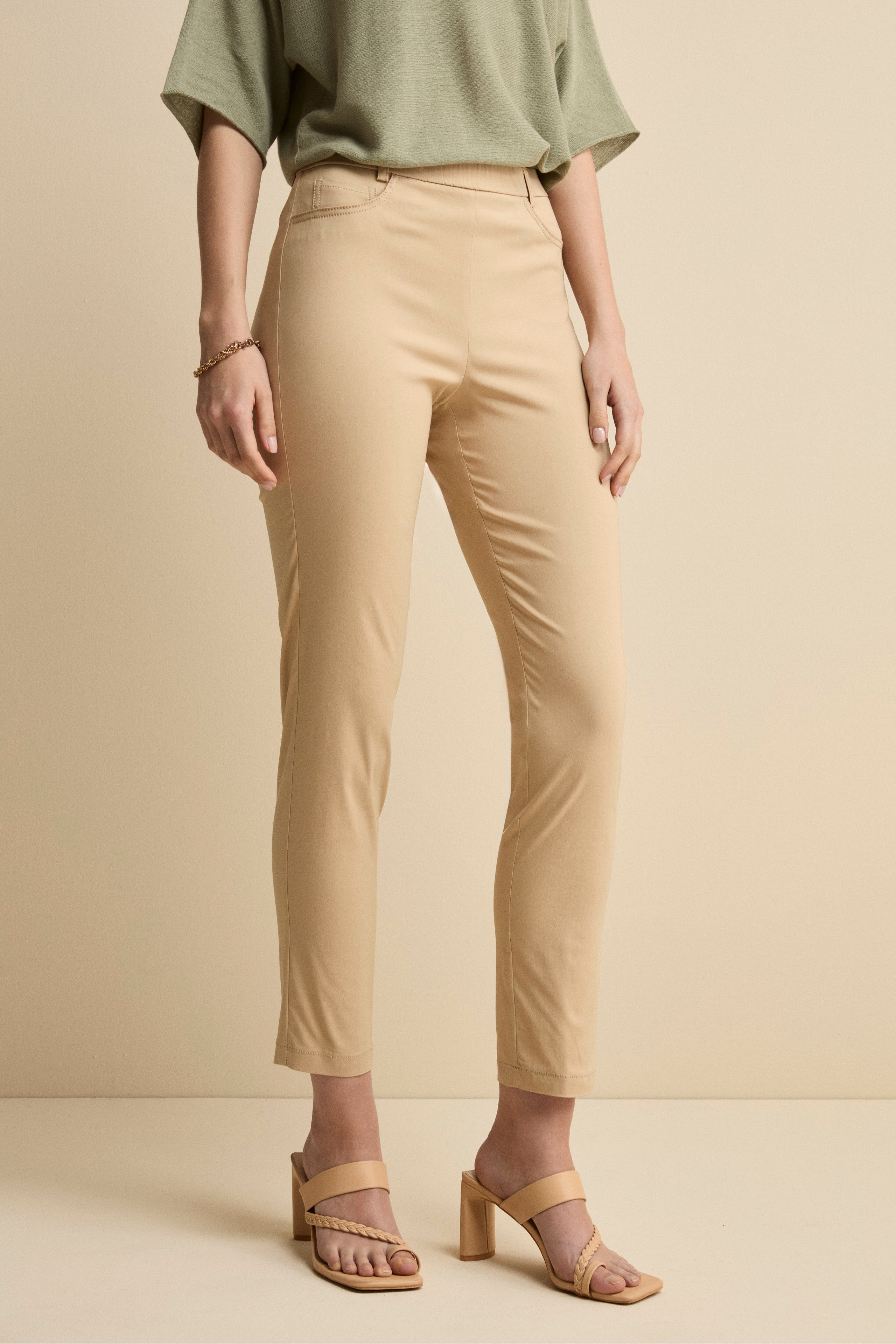 Pantalone Slim Fit in Bengalina - BEIGE
