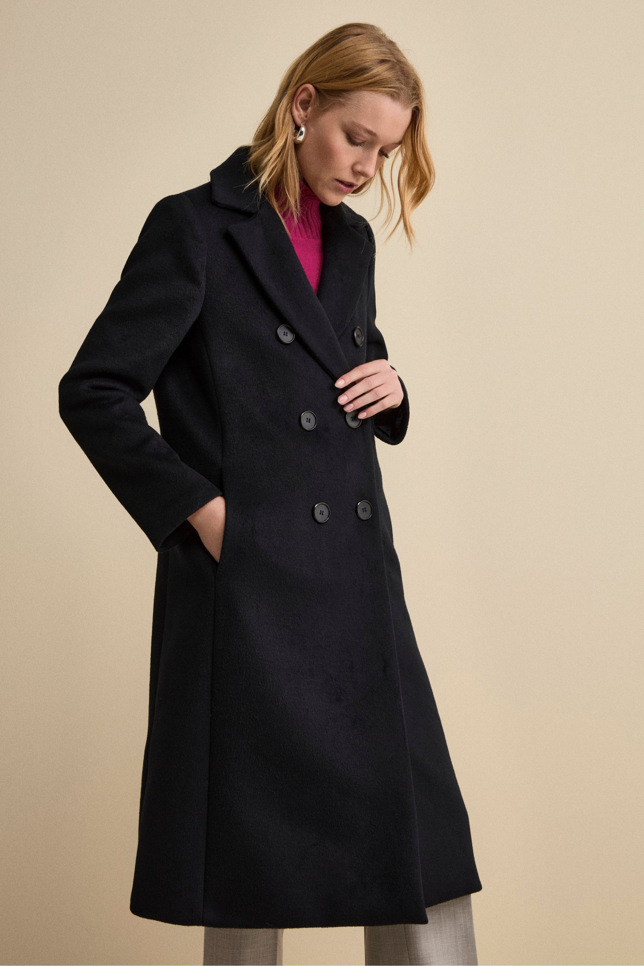 Cappotto foderato con nastro a contrasto bicolore donna | Maje