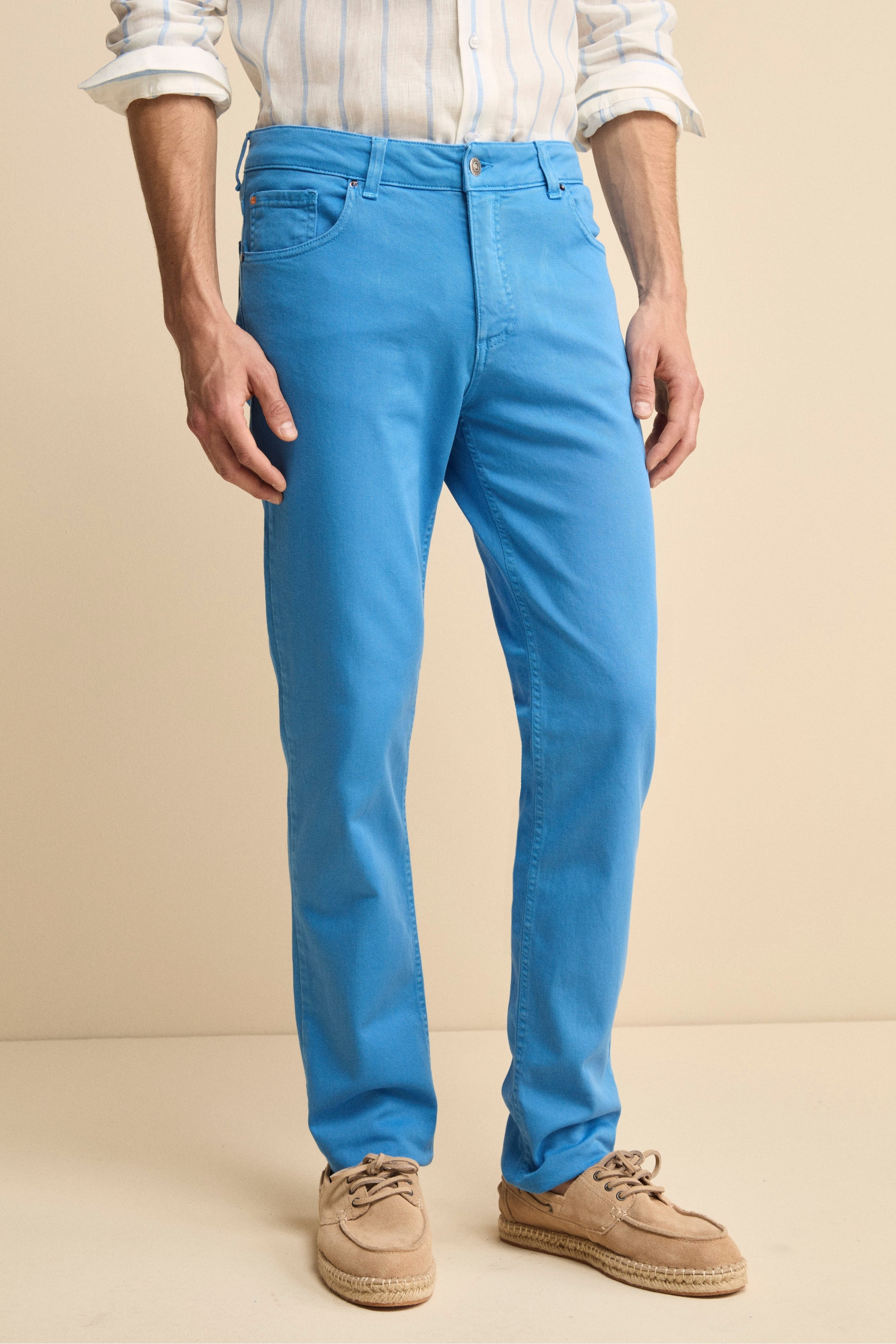 Pantalone Slim Fit Cinque Tasche in Denim - AZZURRO