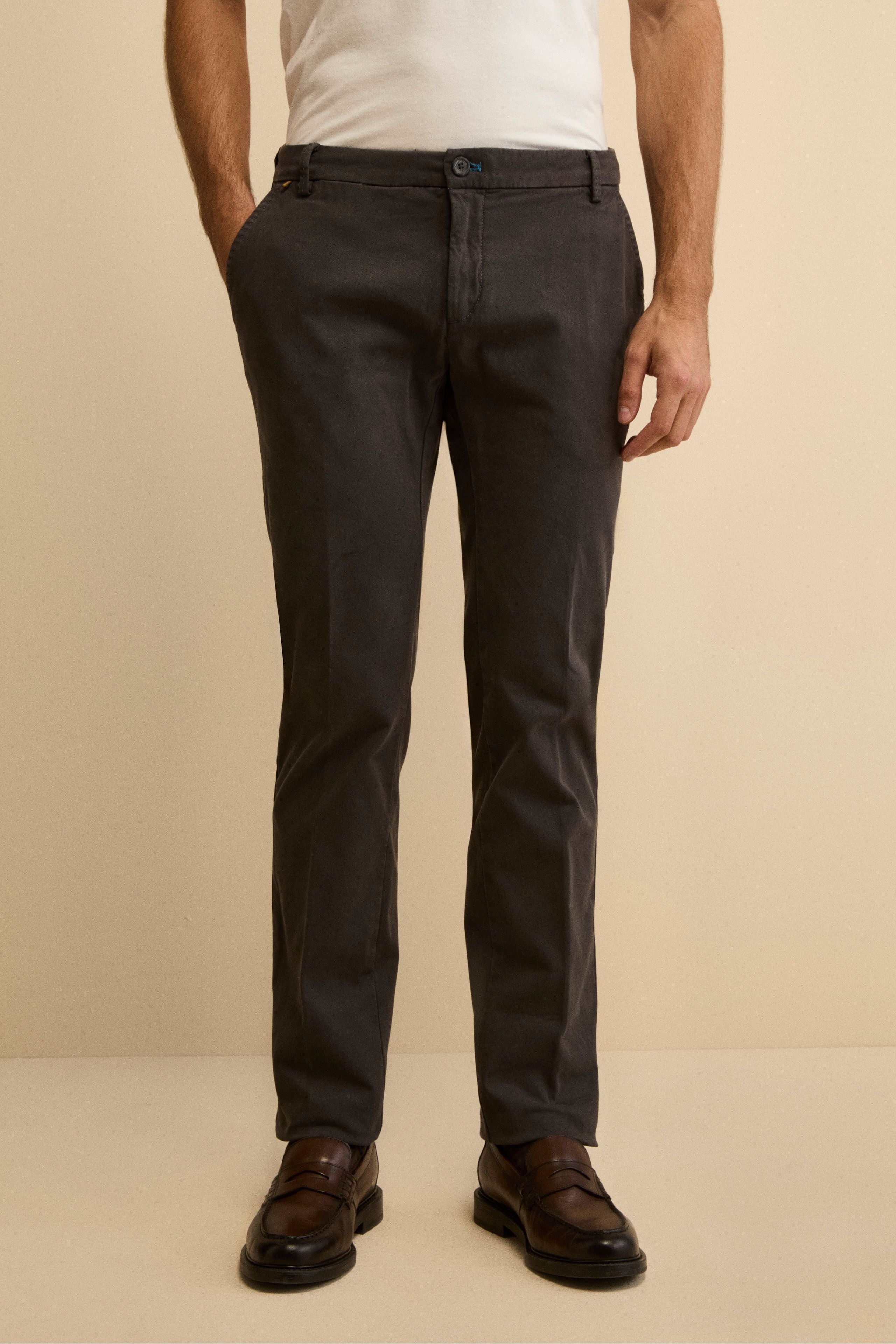 Pantalone Canvas Slim Fit in Cotone Stretch - ANTRACITE