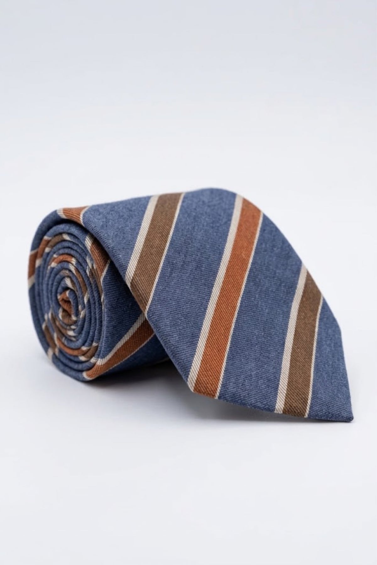 Cravatta Rigata in Lana e Seta - DENIM