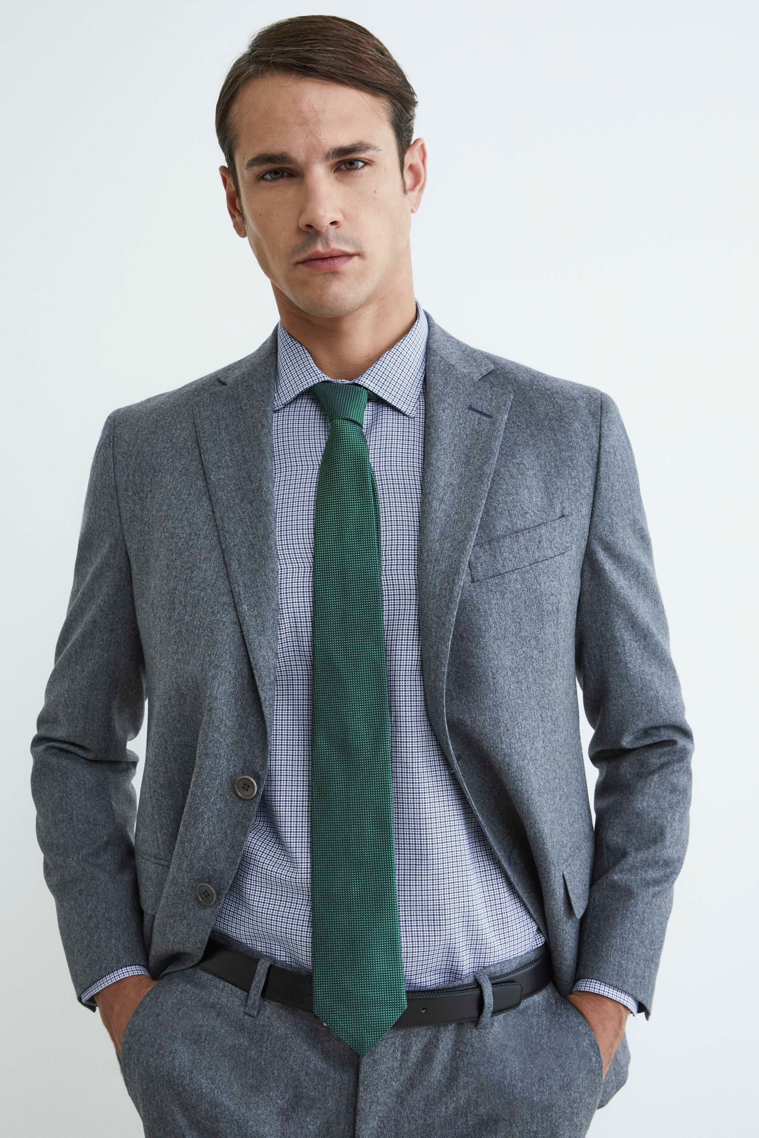 Cravatta in seta microfantasia - VERDE