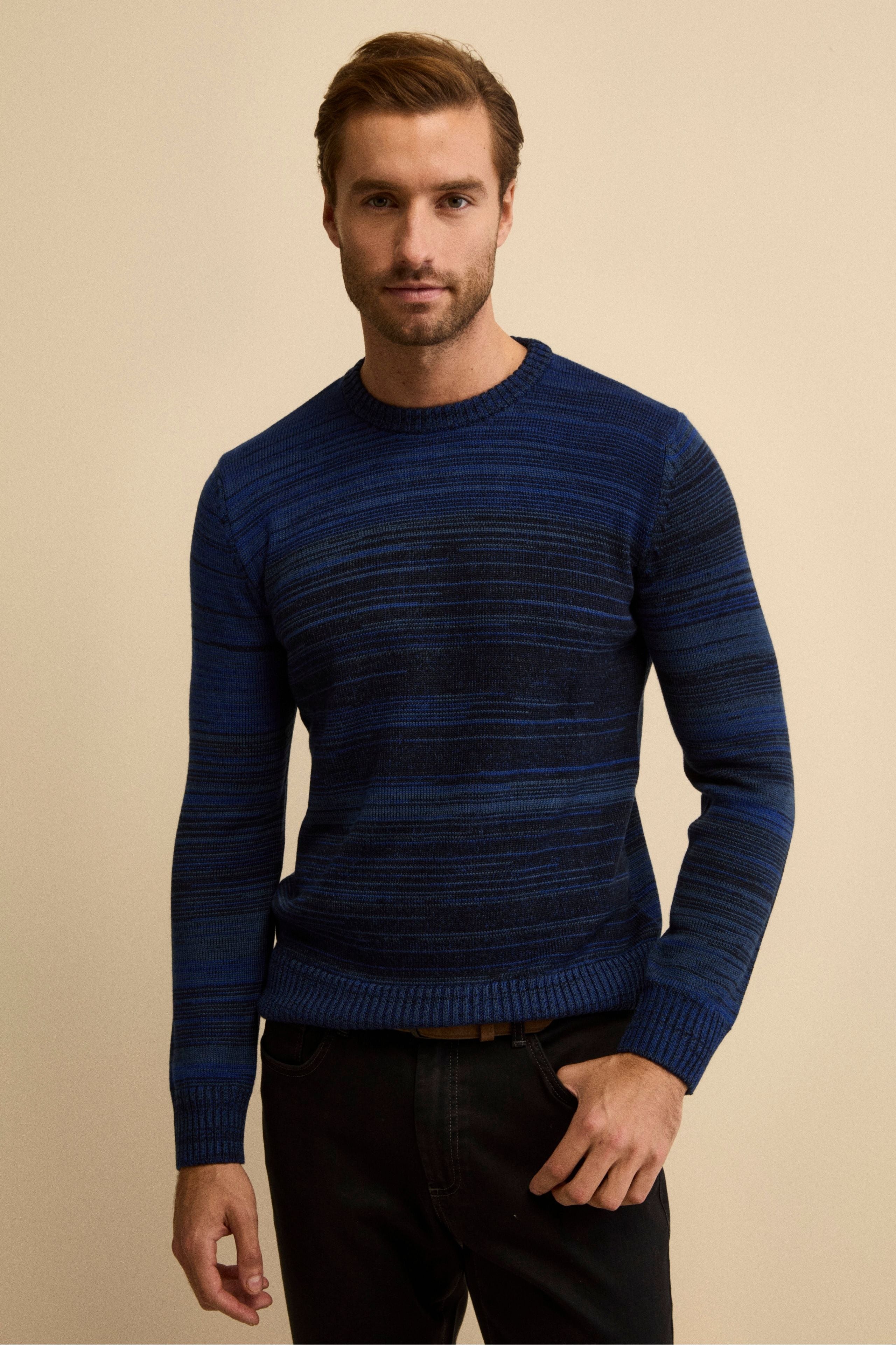 Maglia a Righe in Lana Merino - BLU APERTO