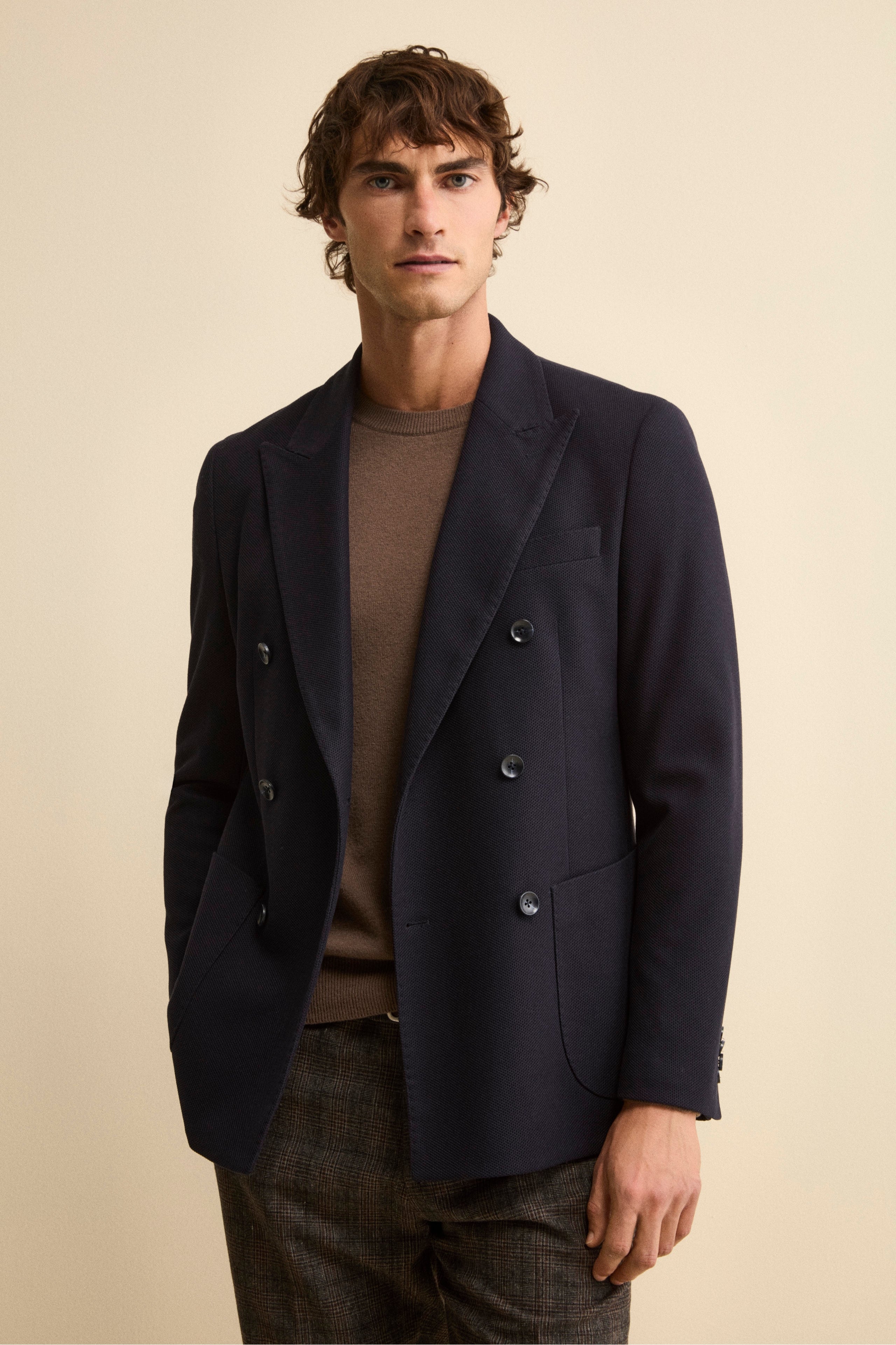 Giacca Semifoderata Doppiopetto Regular Fit - NAVY