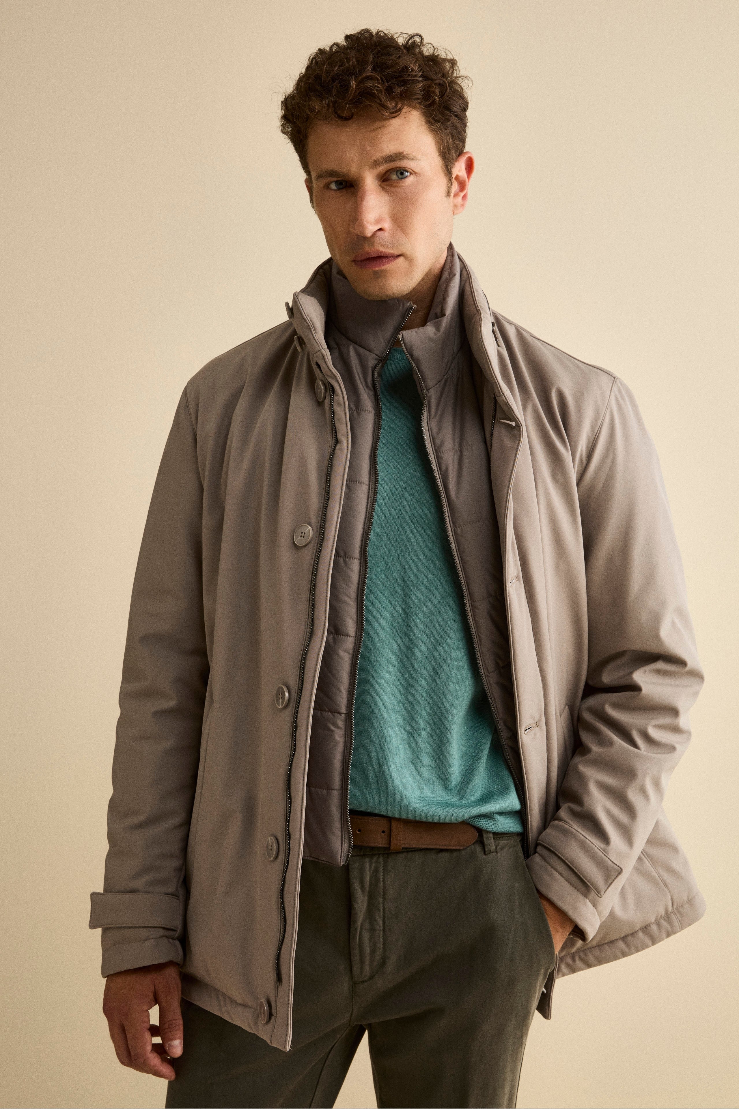 Giaccone Invernale con Pettorina e Cappuccio Estraibile - SABBIA