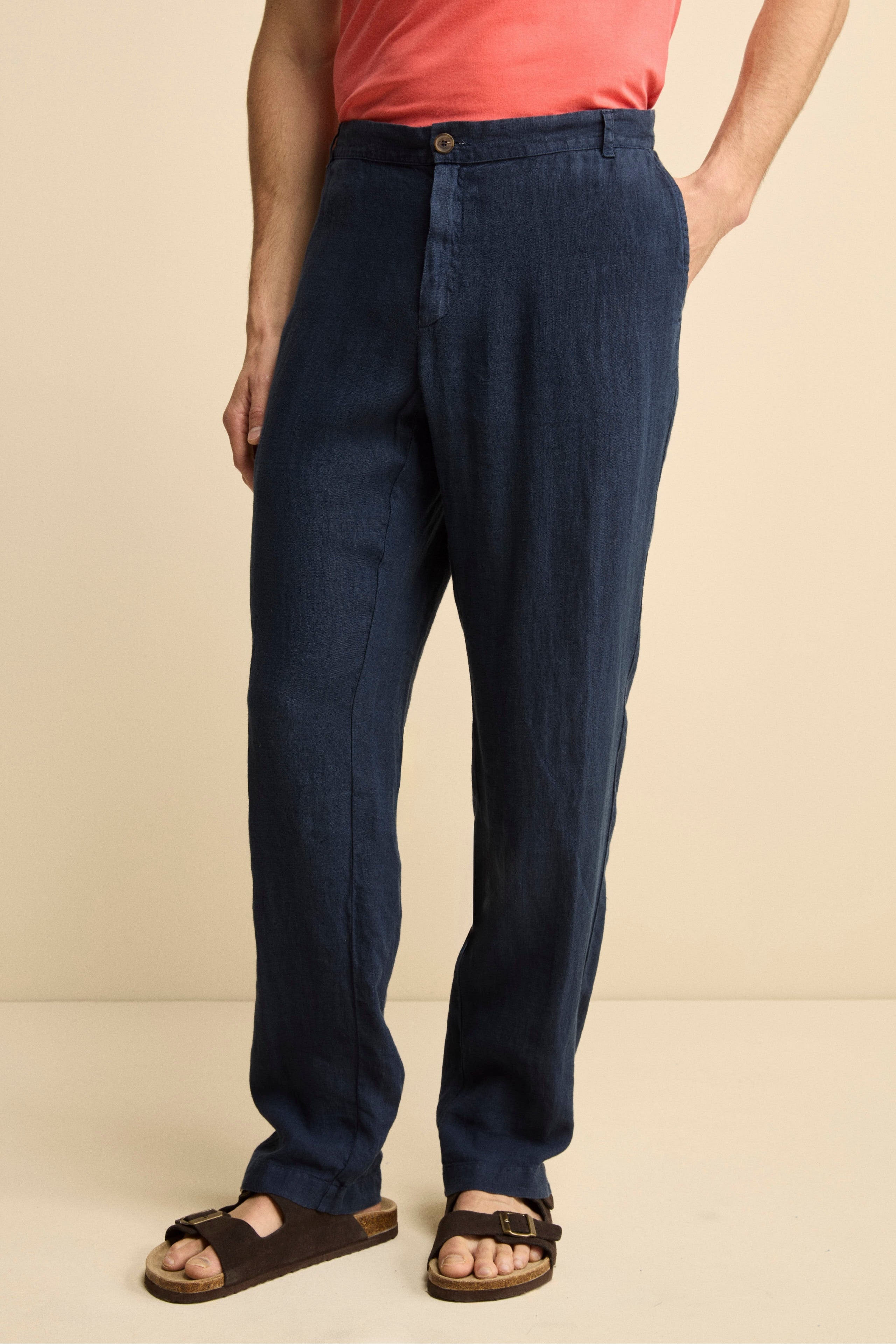 Pantalone Morbido in Lino - BLU NOTTE