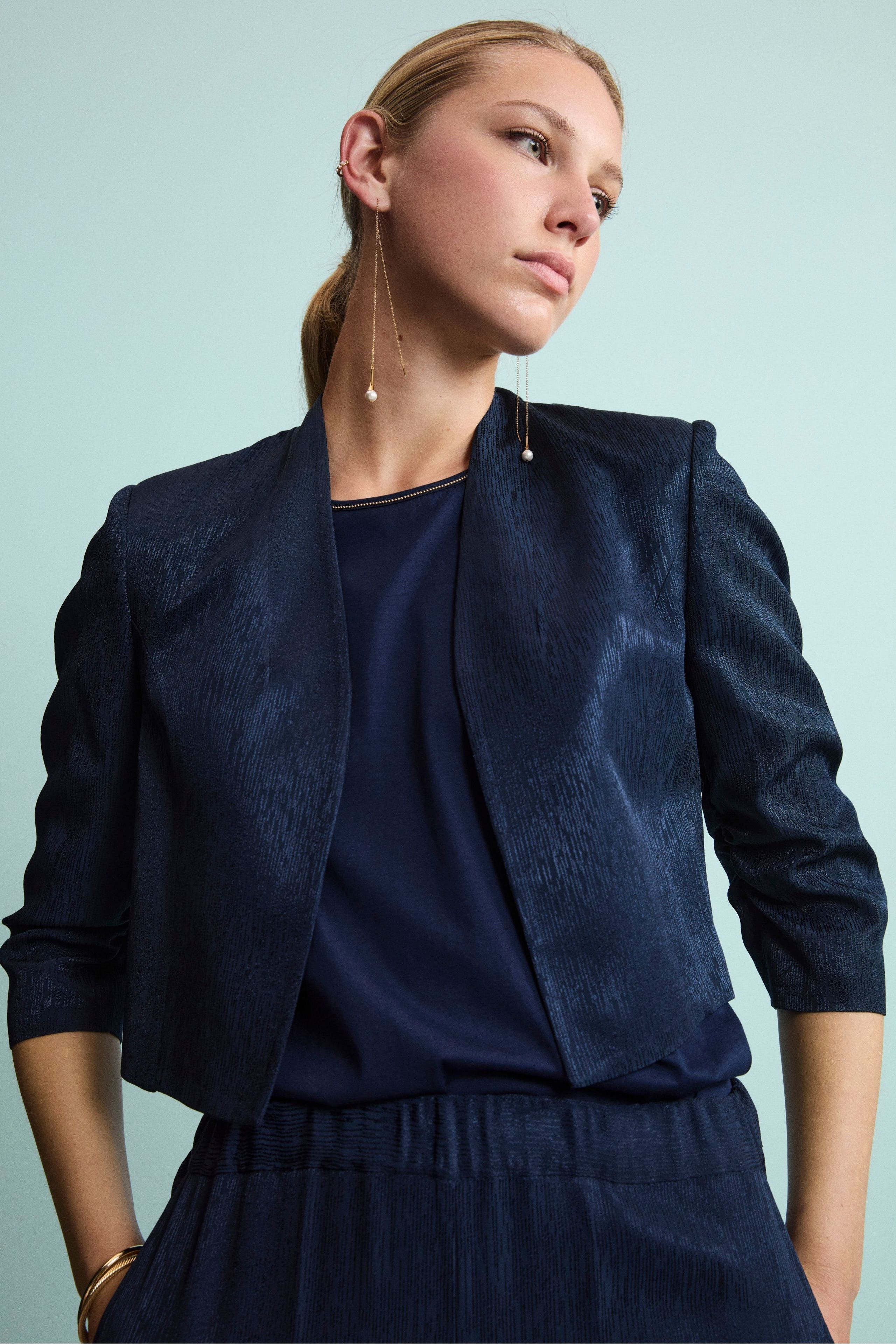 Bolero Jacquard Elegante da Cerimonia - BLU