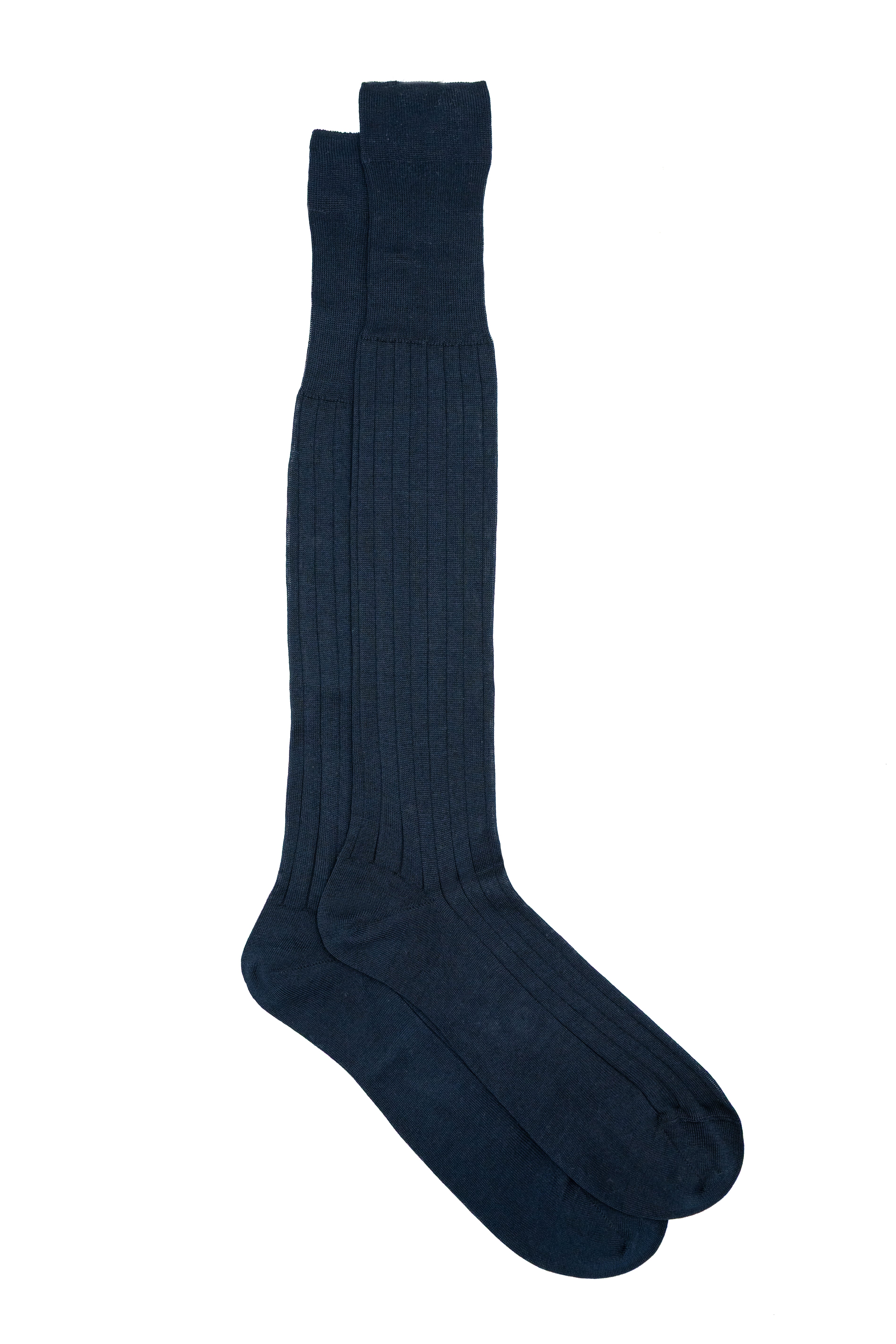 Calze Lunghe a Coste in Filo di Scozia - BLU