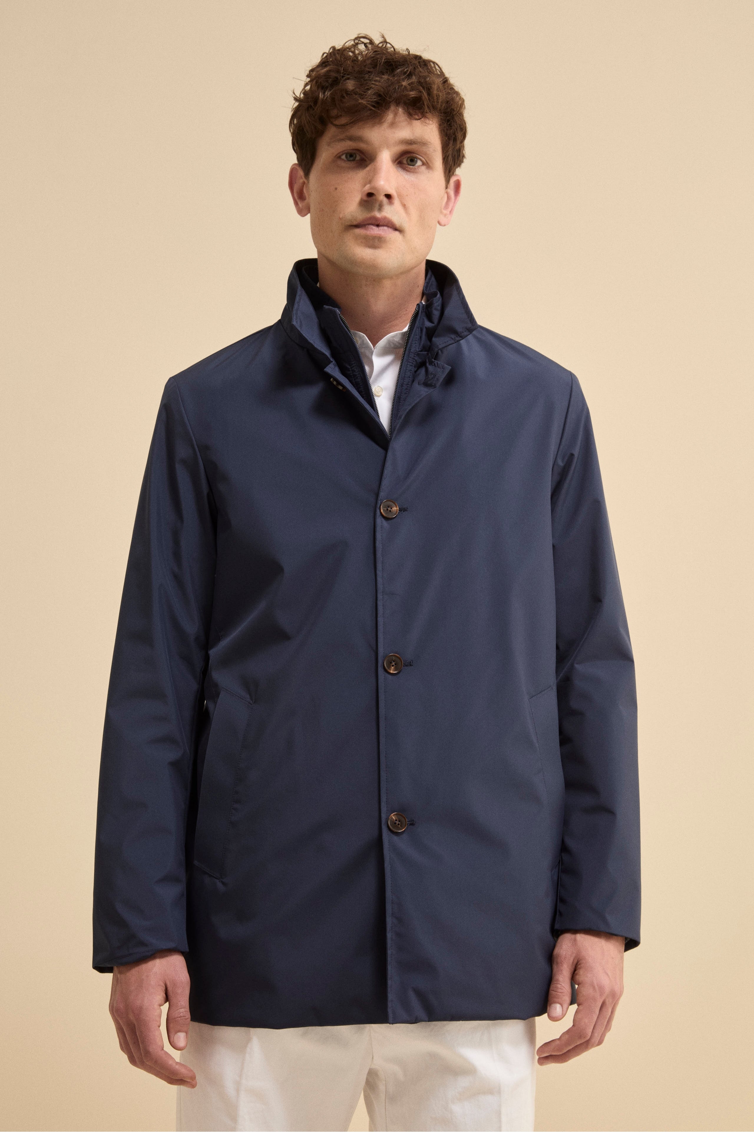 Impermeabile Corto Foderato con Corpetto - BLU