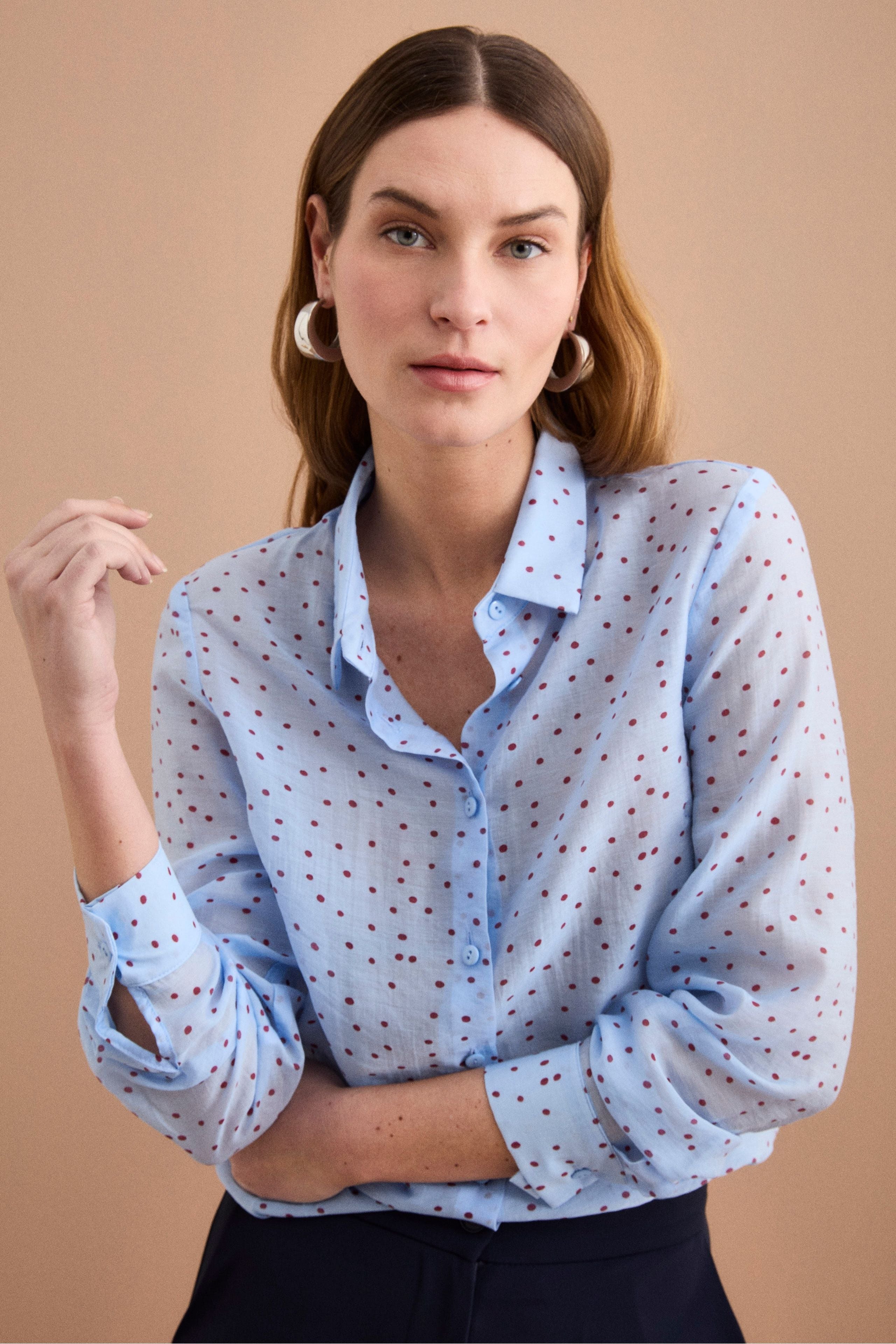 Camicia Boxy con Manica Lunga - POIS BORDEAUX