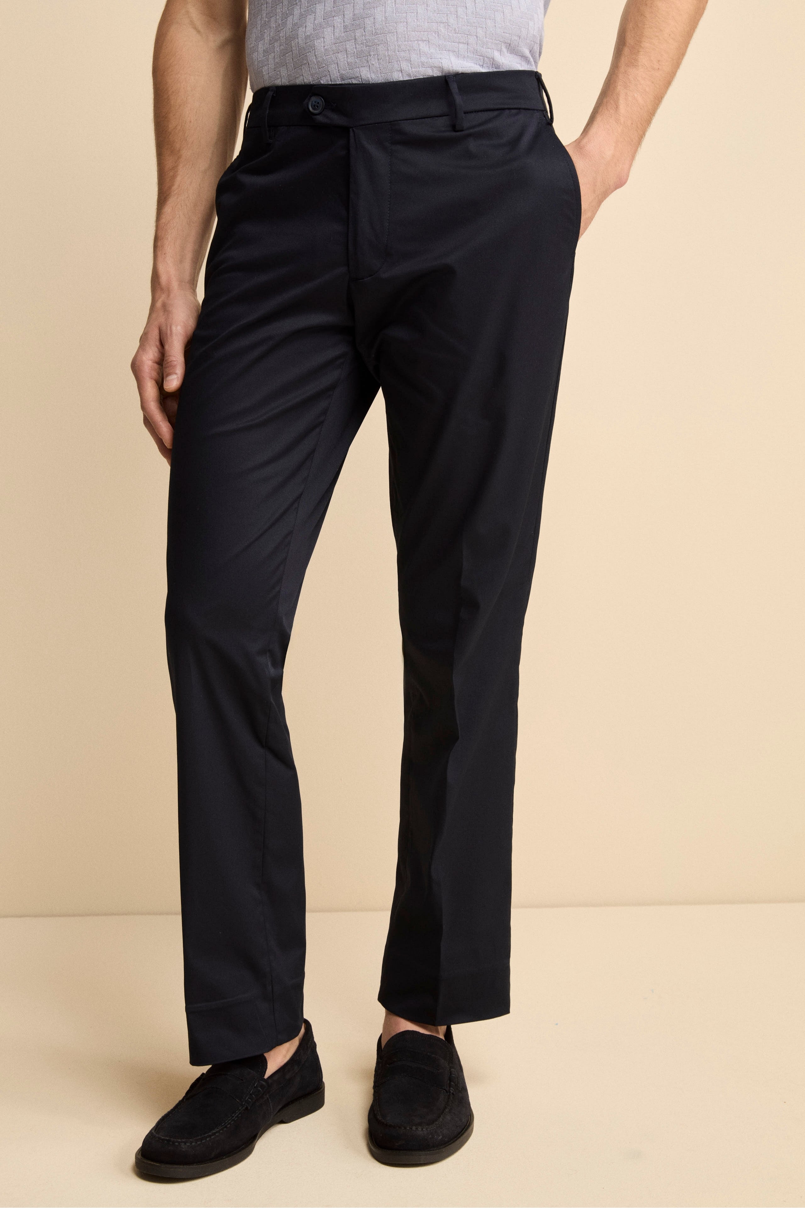 Pantalone Regular Fit in Gabardina - NAVY