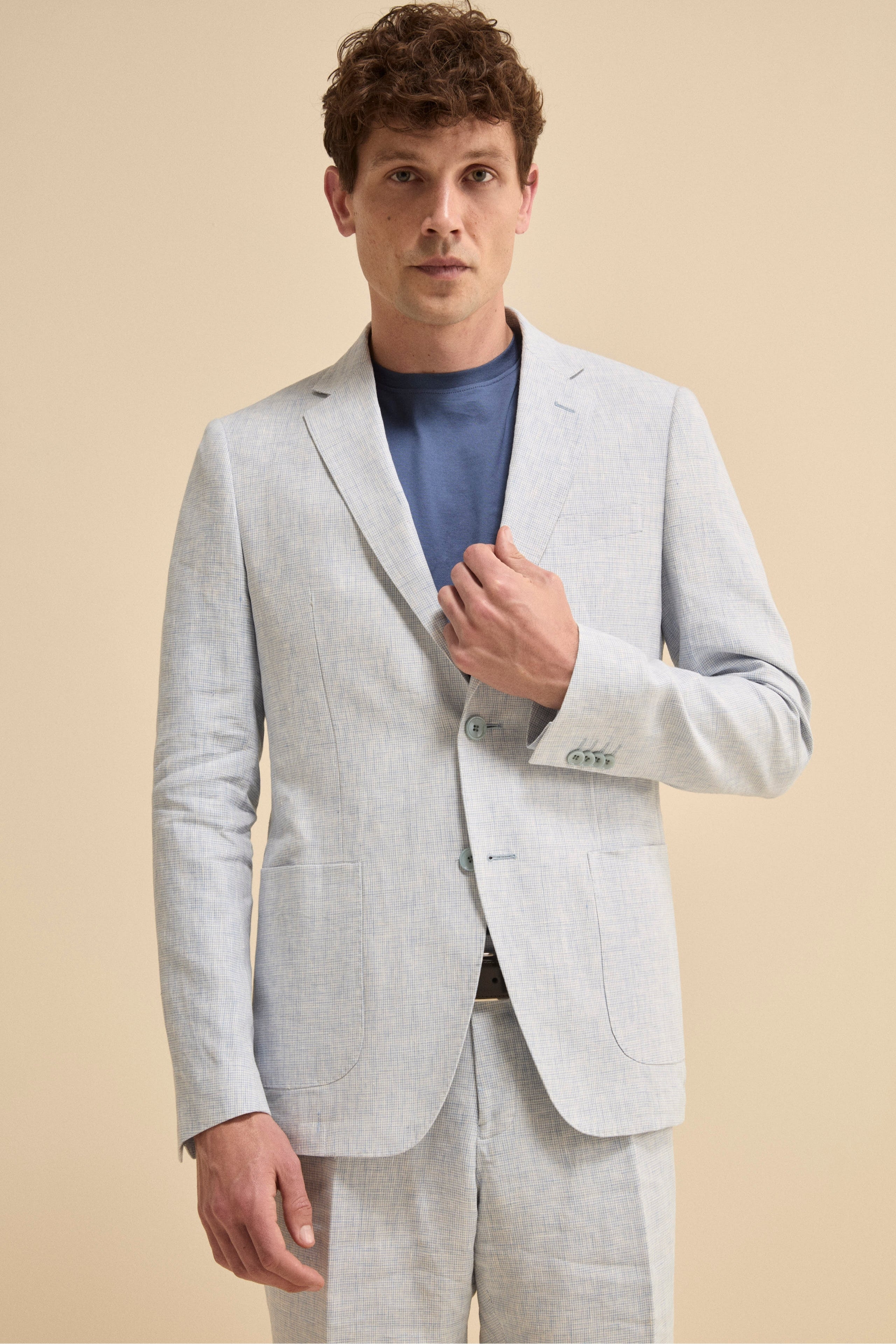 Abito Monopetto Slim Fit in Lino - FANT. AZZURRO