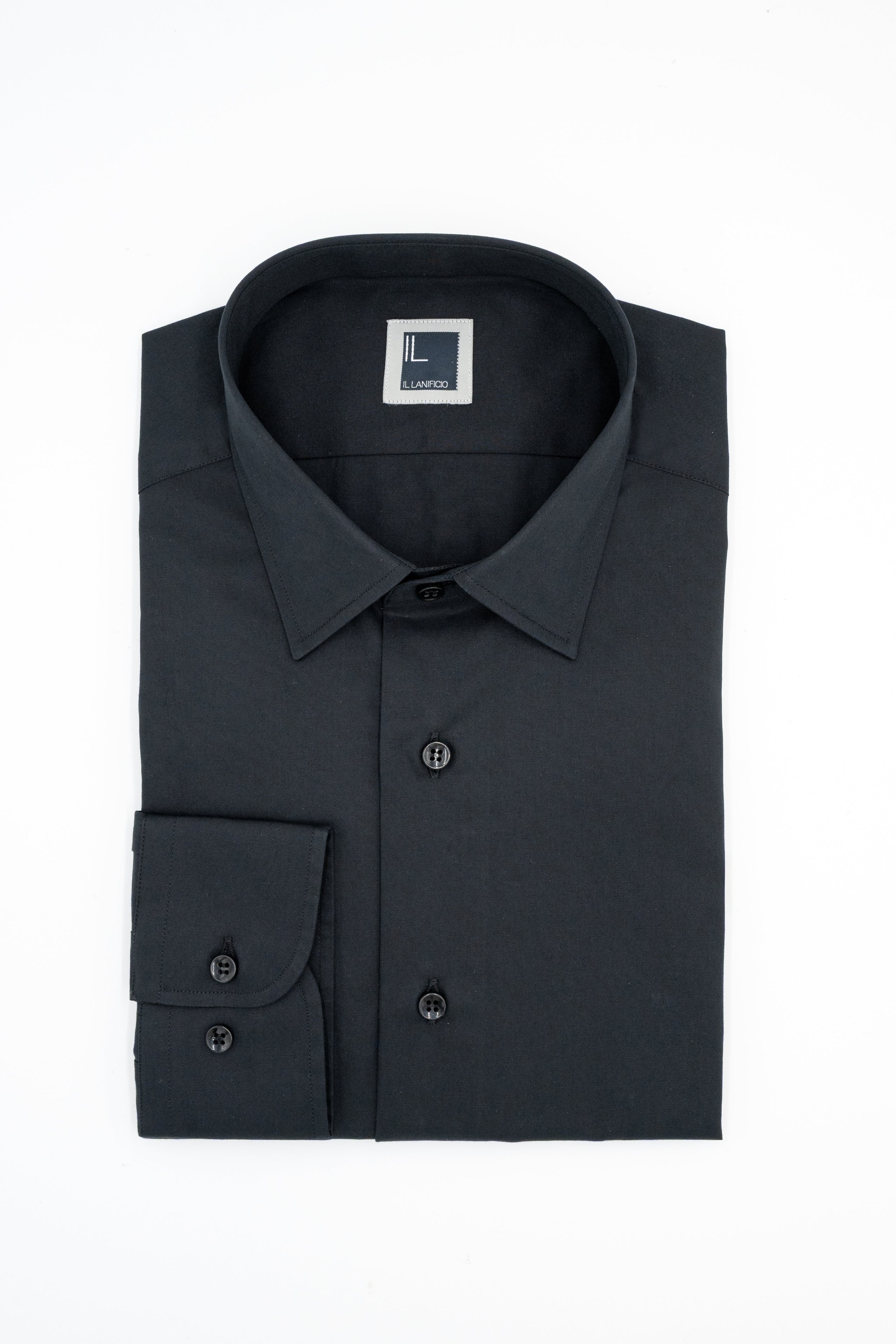 Camicia Slim Fit in Twill di Cotone - NERO