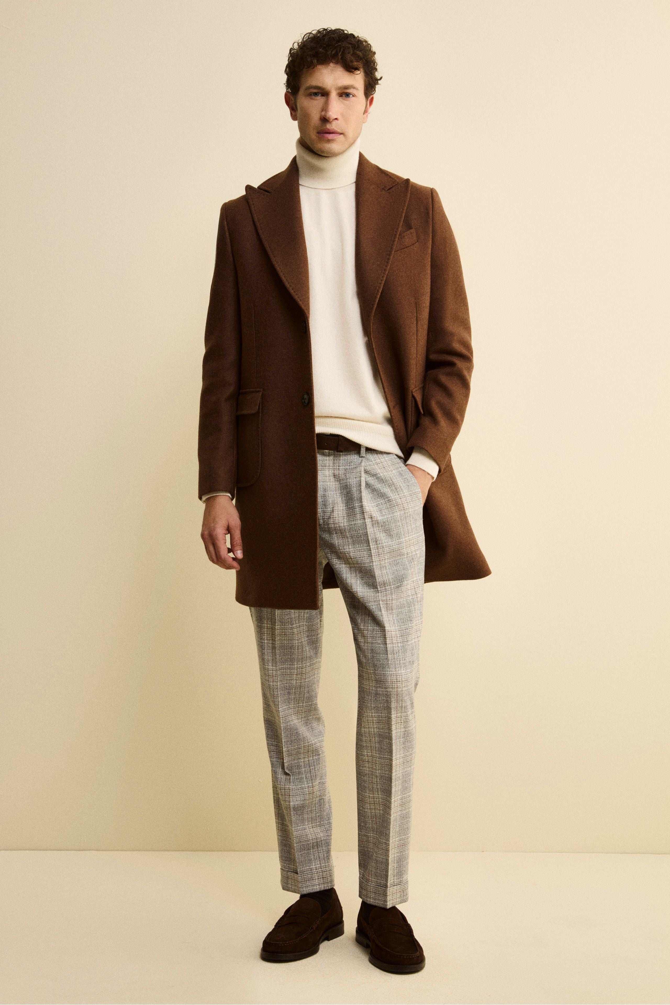 Cappotto Twill in Lana - MARRONE