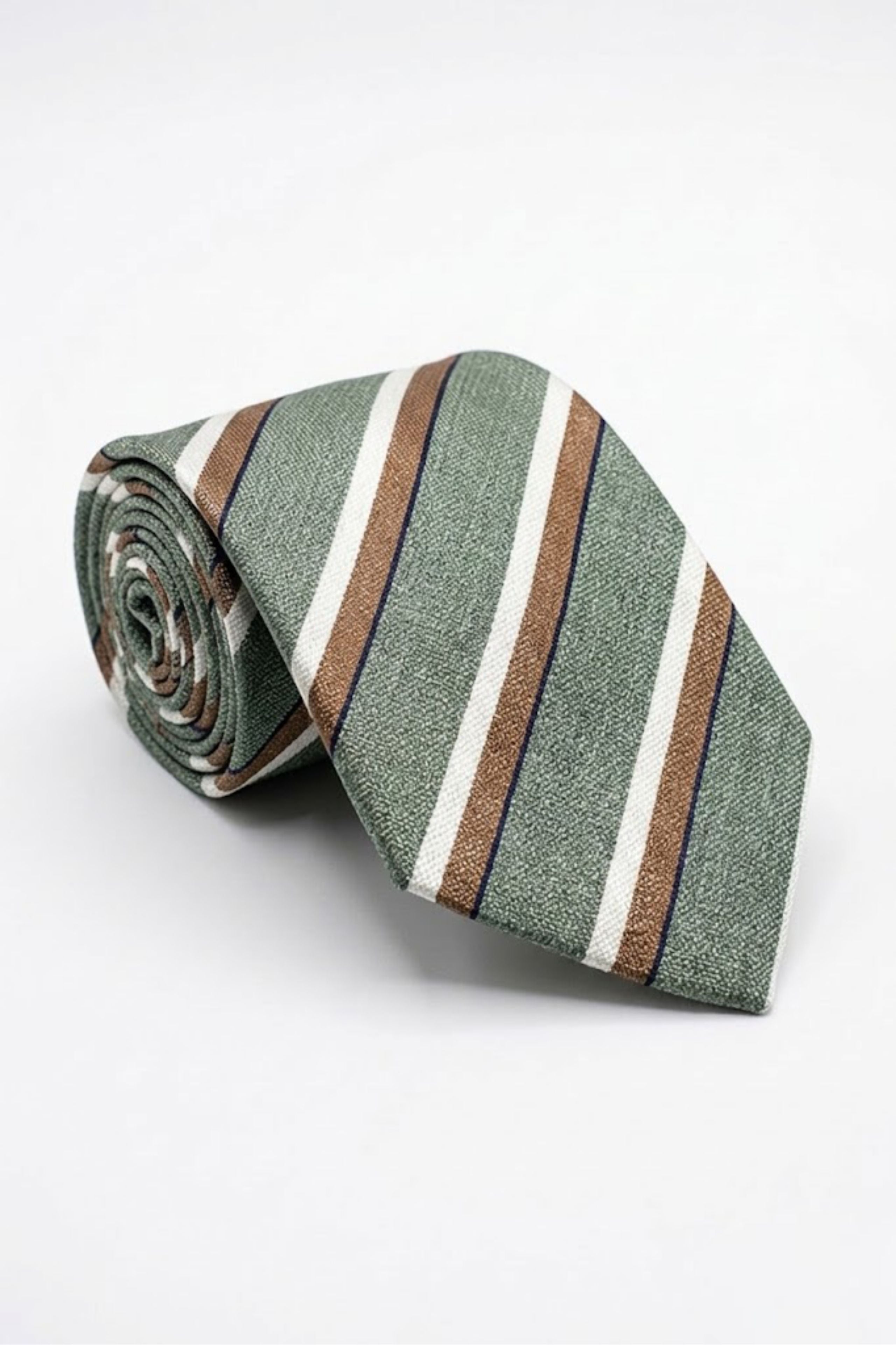 Cravatta in Seta con Doppia Riga - RIGATO VERDE/BEIGE