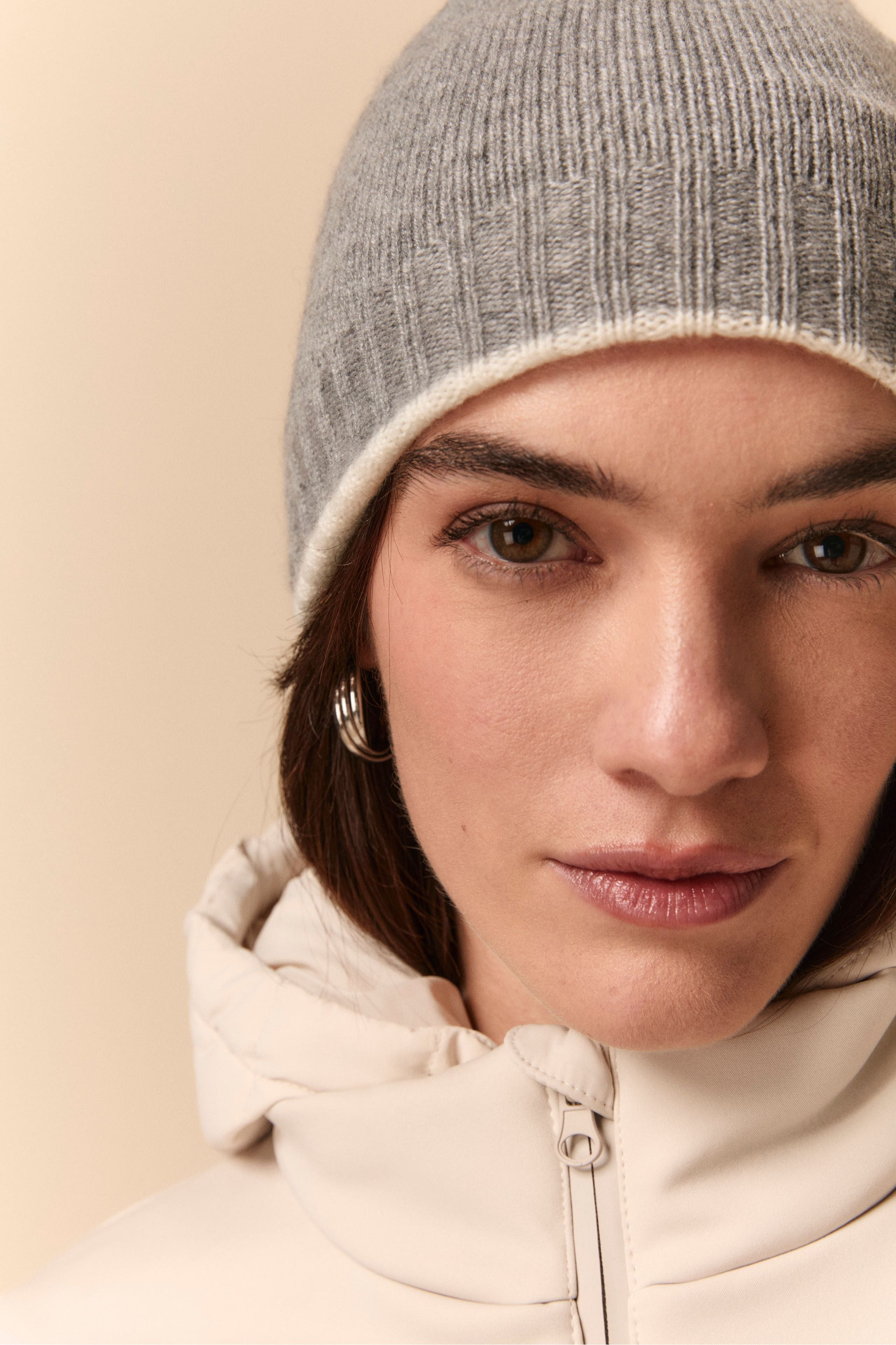 Cappello in cashmere - PANNA/GRIGIO MEDIO