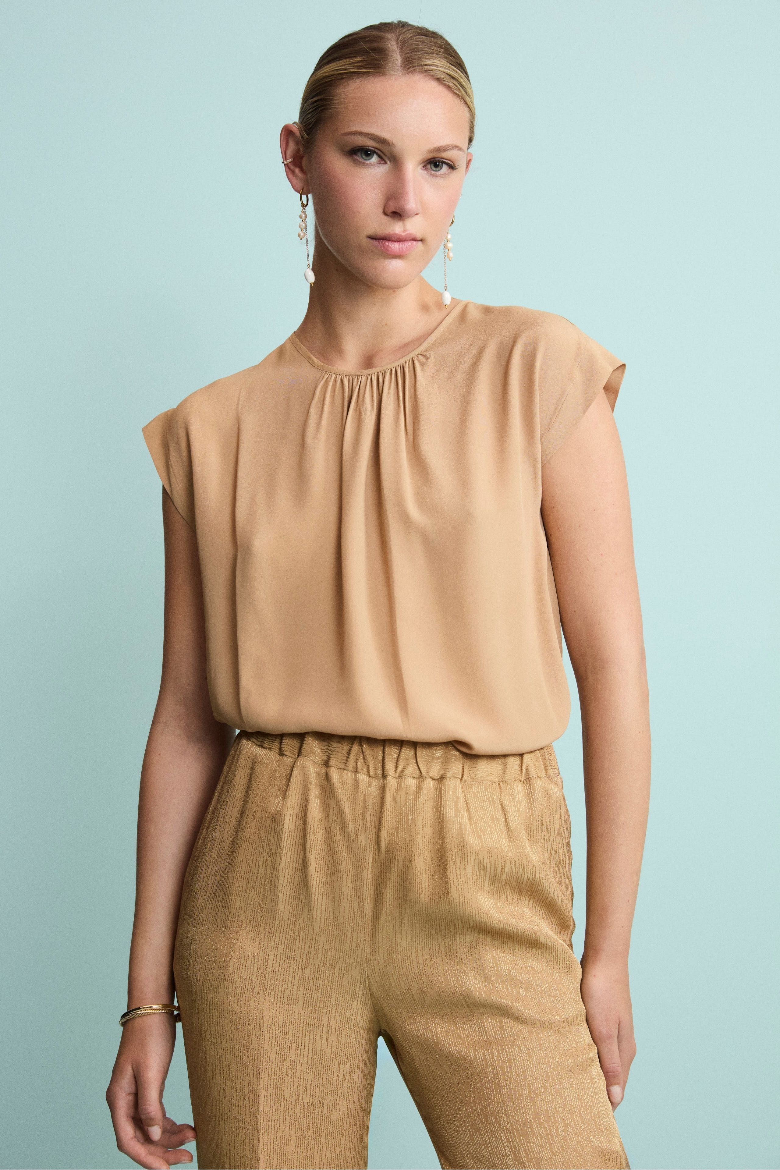 Top da Cerimonia Elegante in Misto Seta - ORO