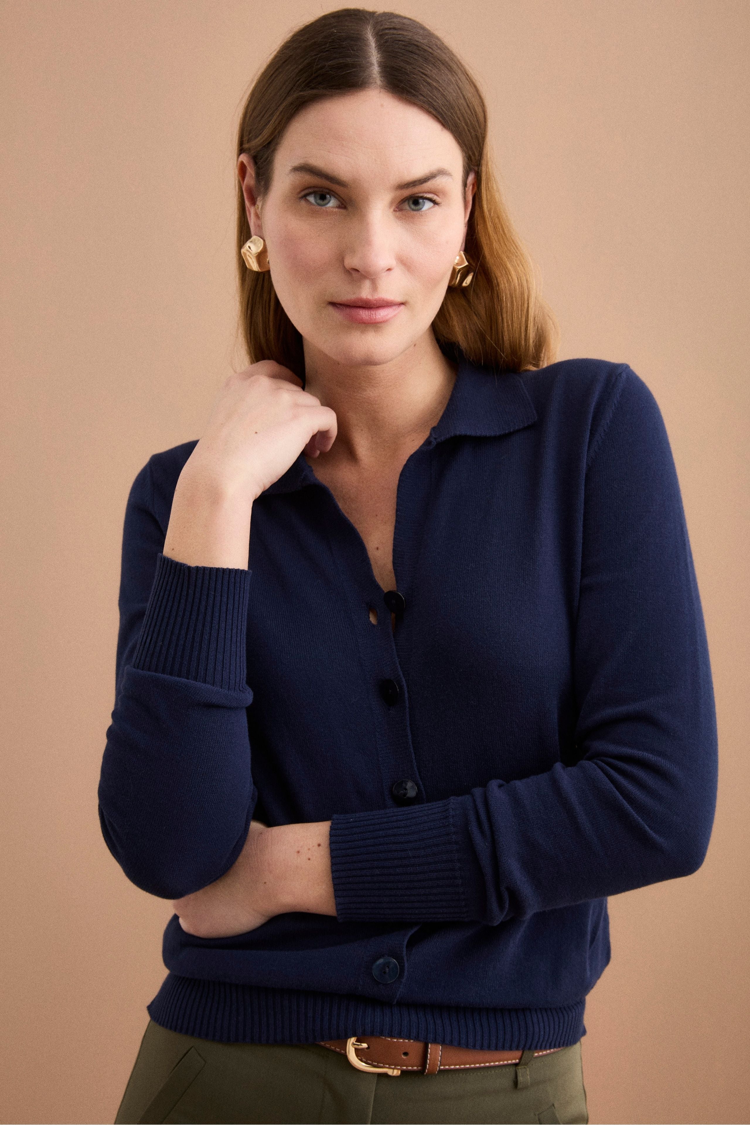 Cardigan Polo in Cotone - BLU