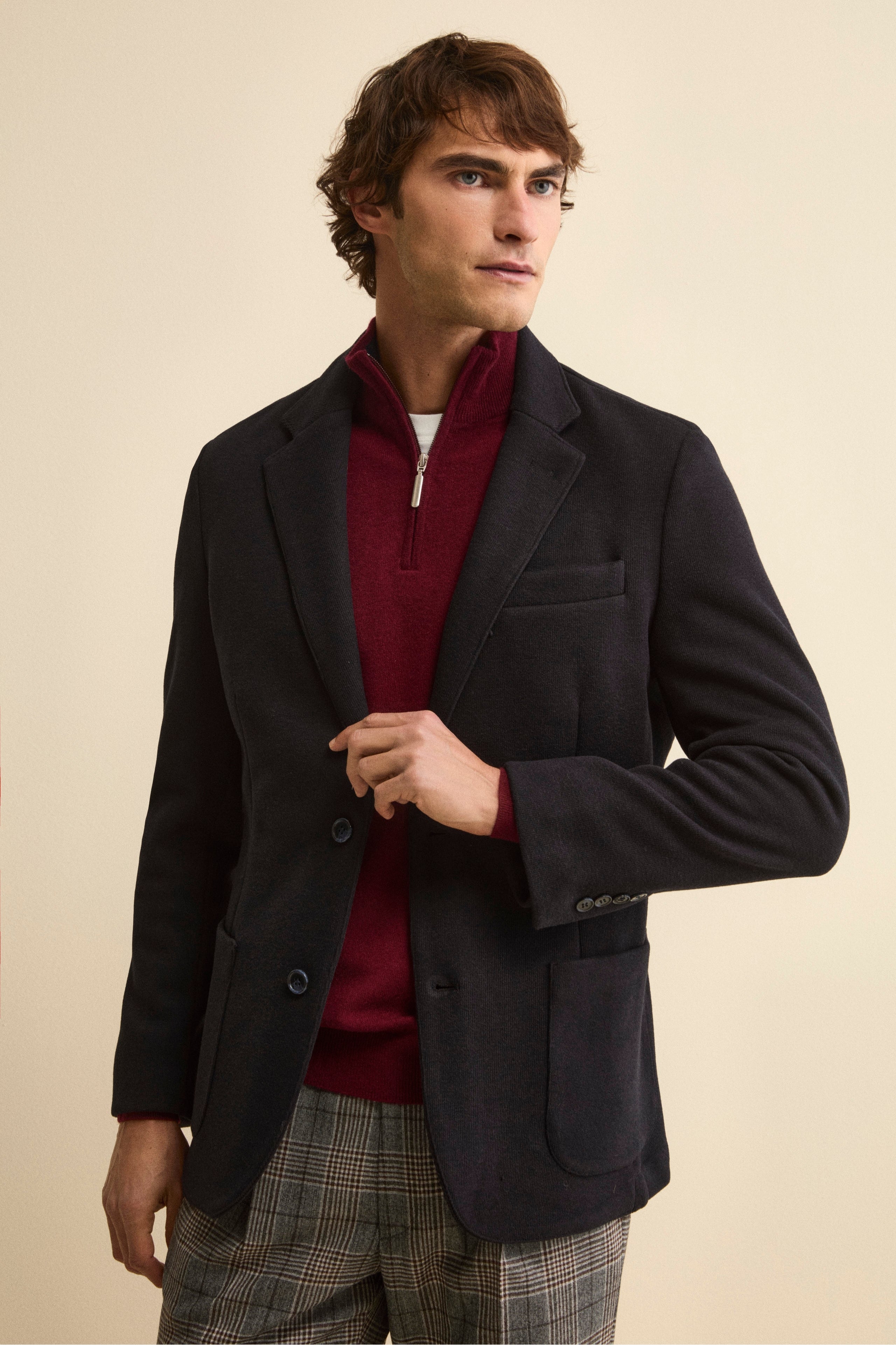 Giacca Monopetto Semifoderata in Jersey - BLU