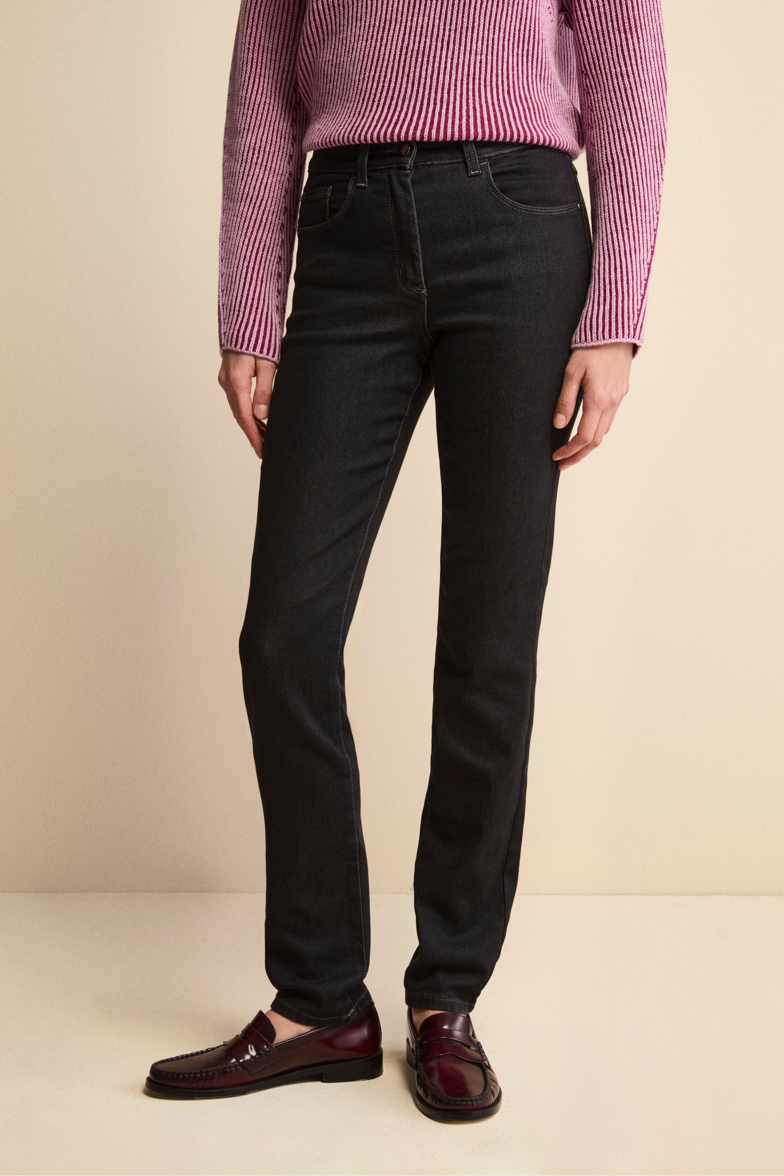 Jeans a Sigaretta Slim Fit in Misto Cotone - NERO