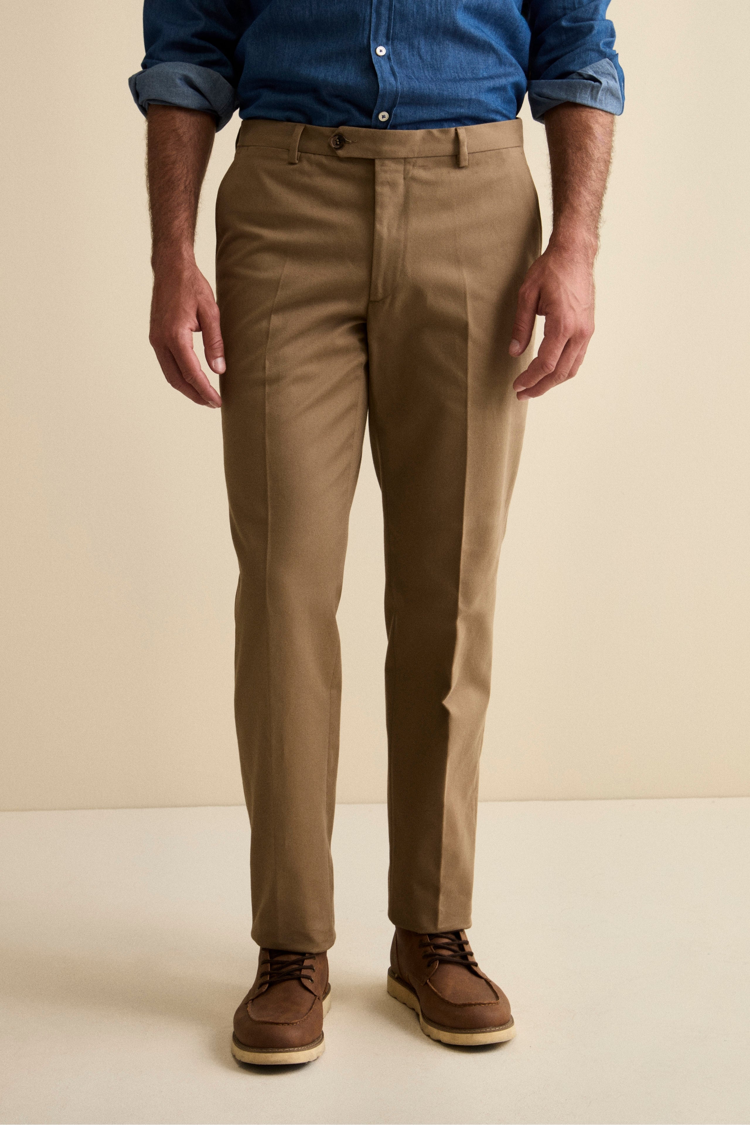 Pantalone Chino Regular Fit in Gabardina - BEIGE