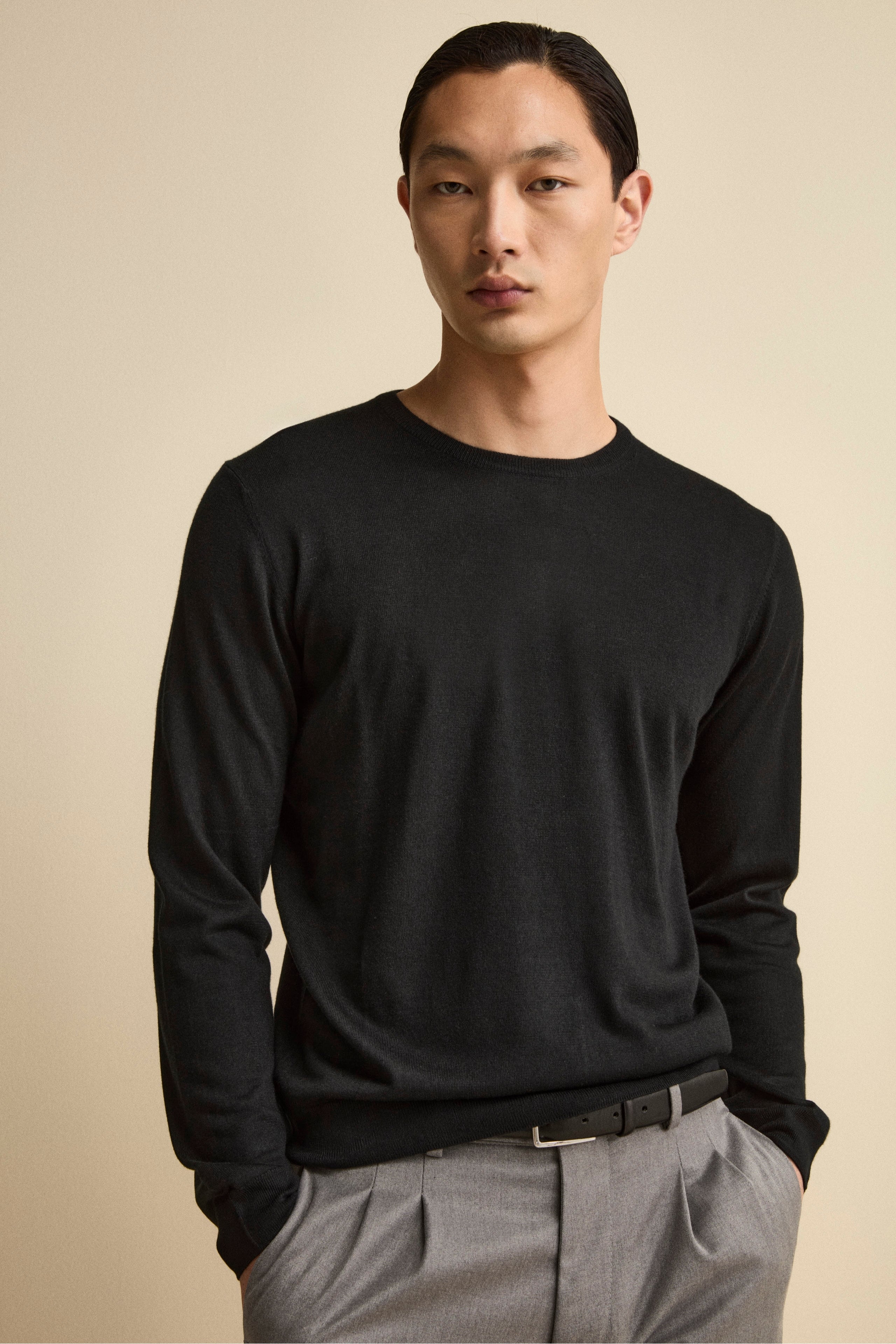 Maglia extrafine in seta e cashmere - NERO